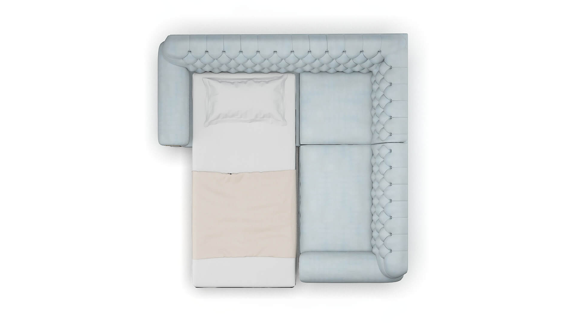 Chester Hathaway Aqua Sectional Sleeper Espresso legs 3