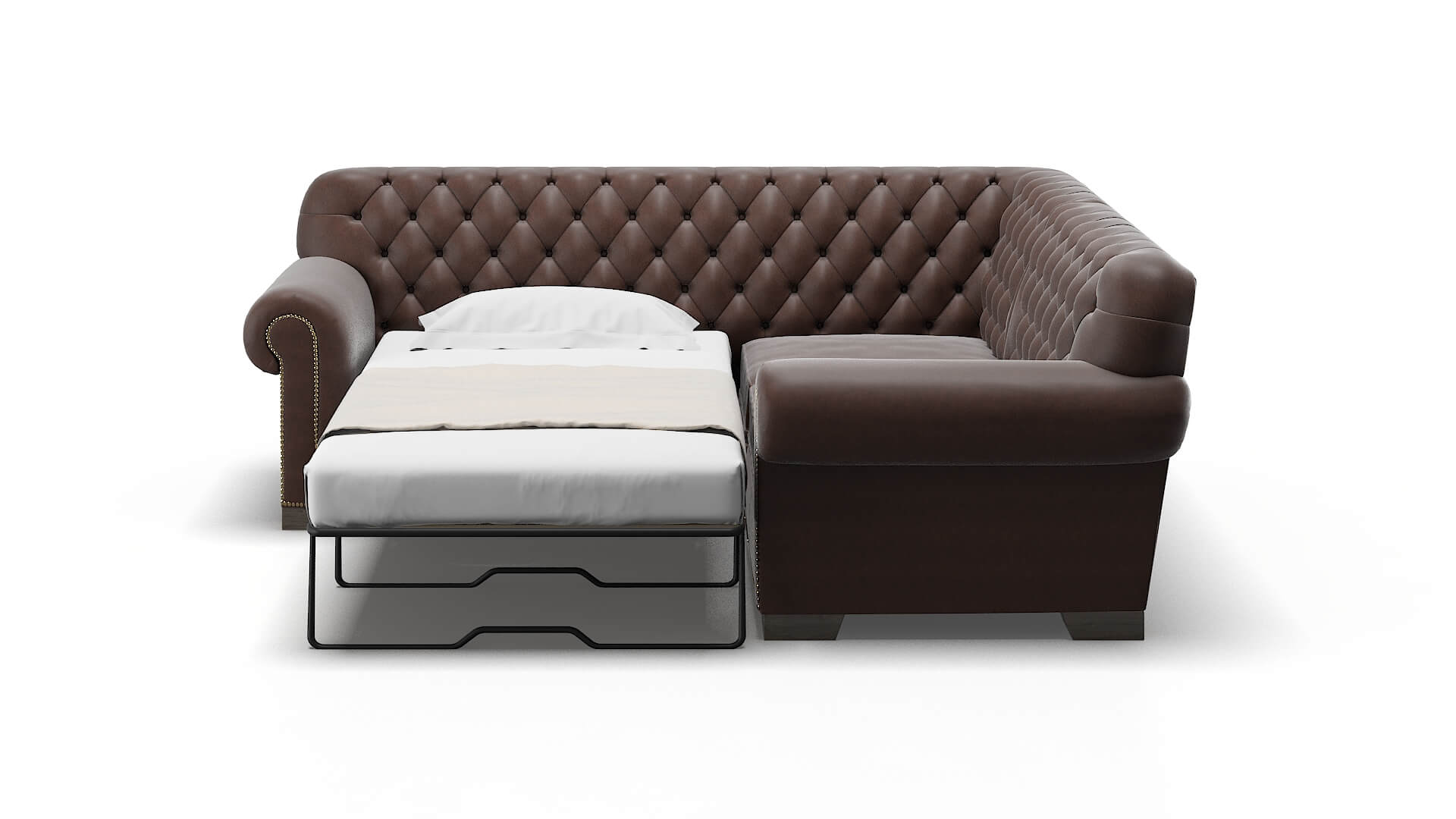 Chester Insight Cafe Sectional Sleeper Espresso legs 1