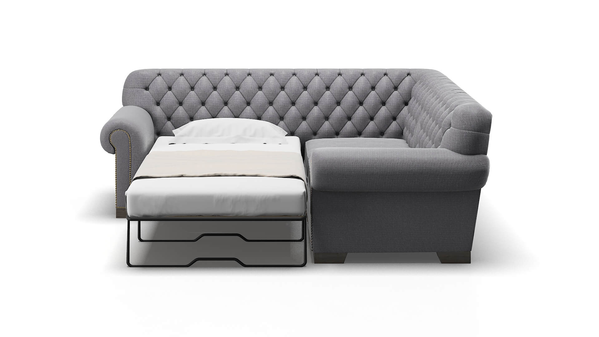 Chester Insight Denim Sectional Sleeper Espresso legs 1