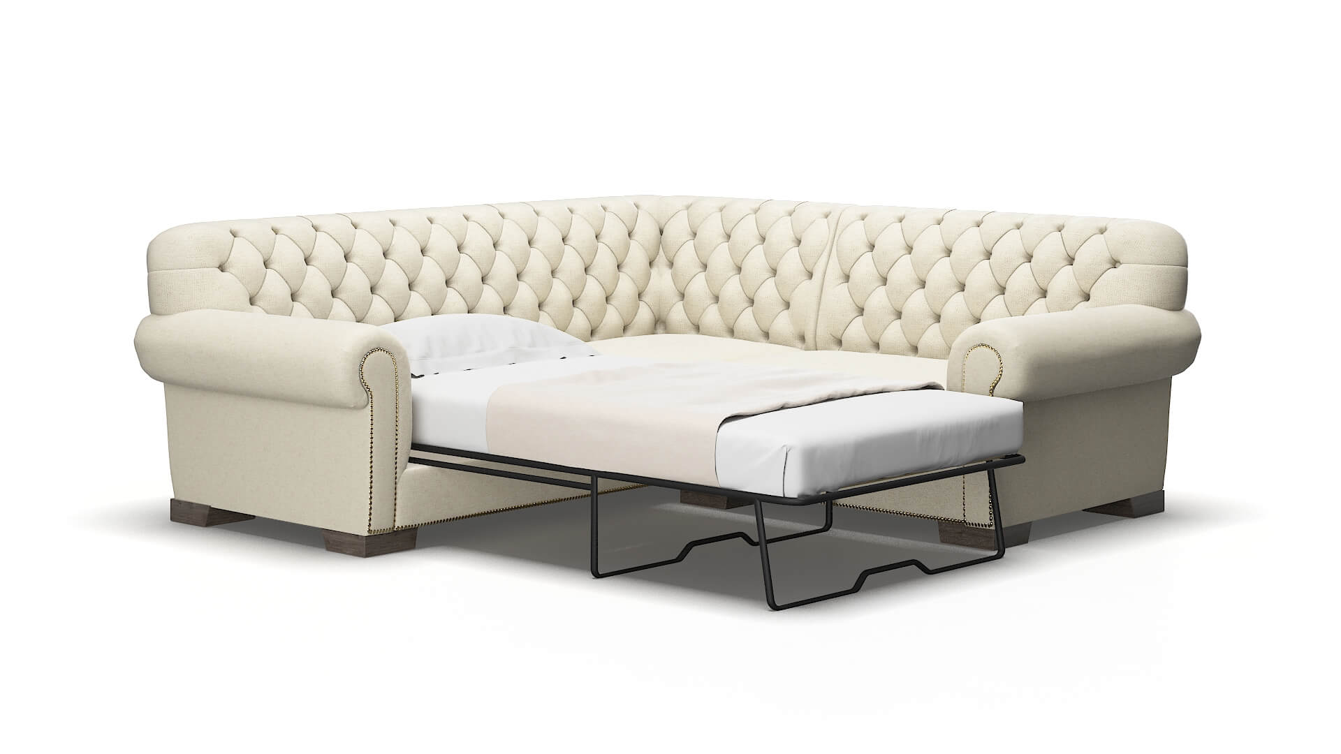 Chester Lana sand Sectional sleeper Espresso Legs  2
