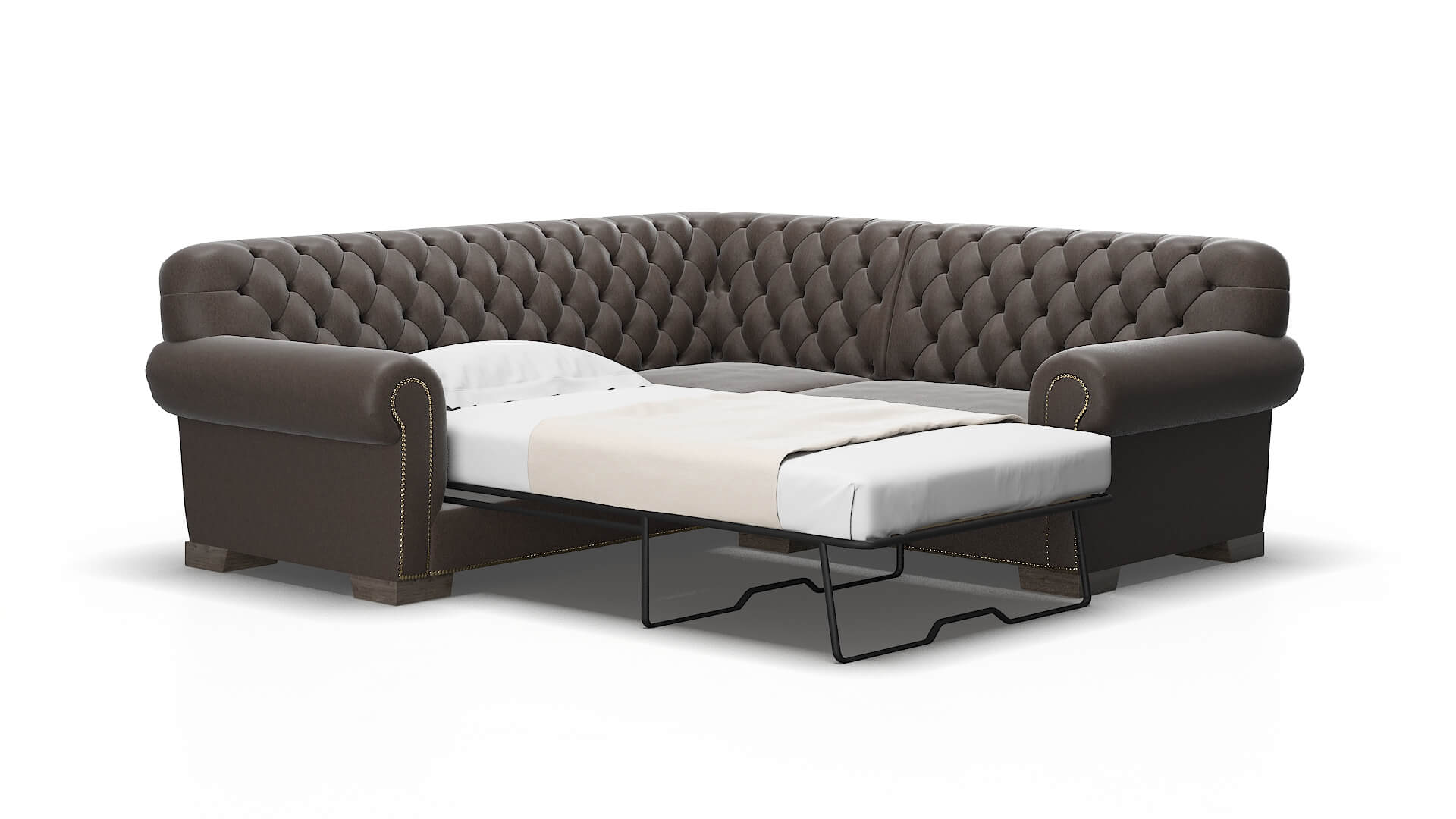 Chester Naples Graphite Sectional Sleeper Espresso legs 2