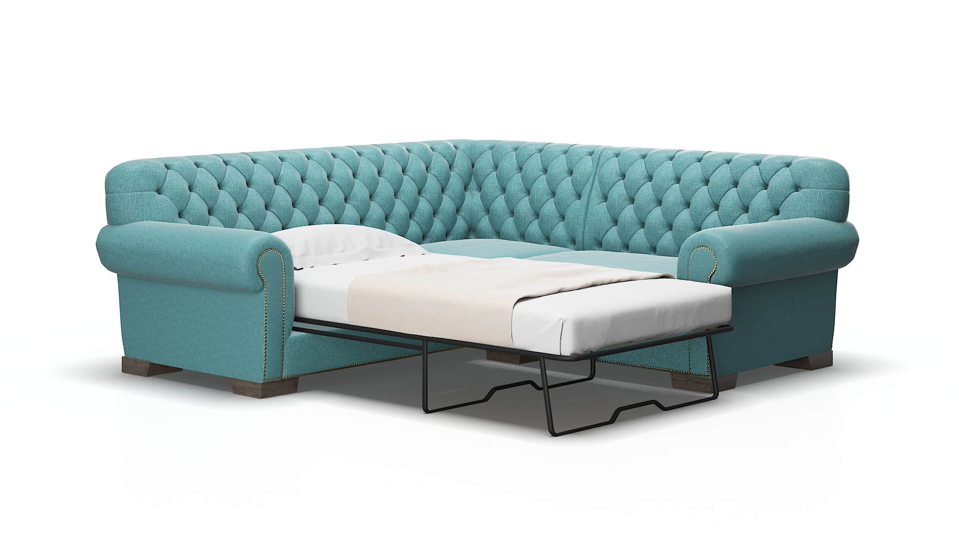 Chester Parker Turquoise Sectional Sleeper Espresso legs 2