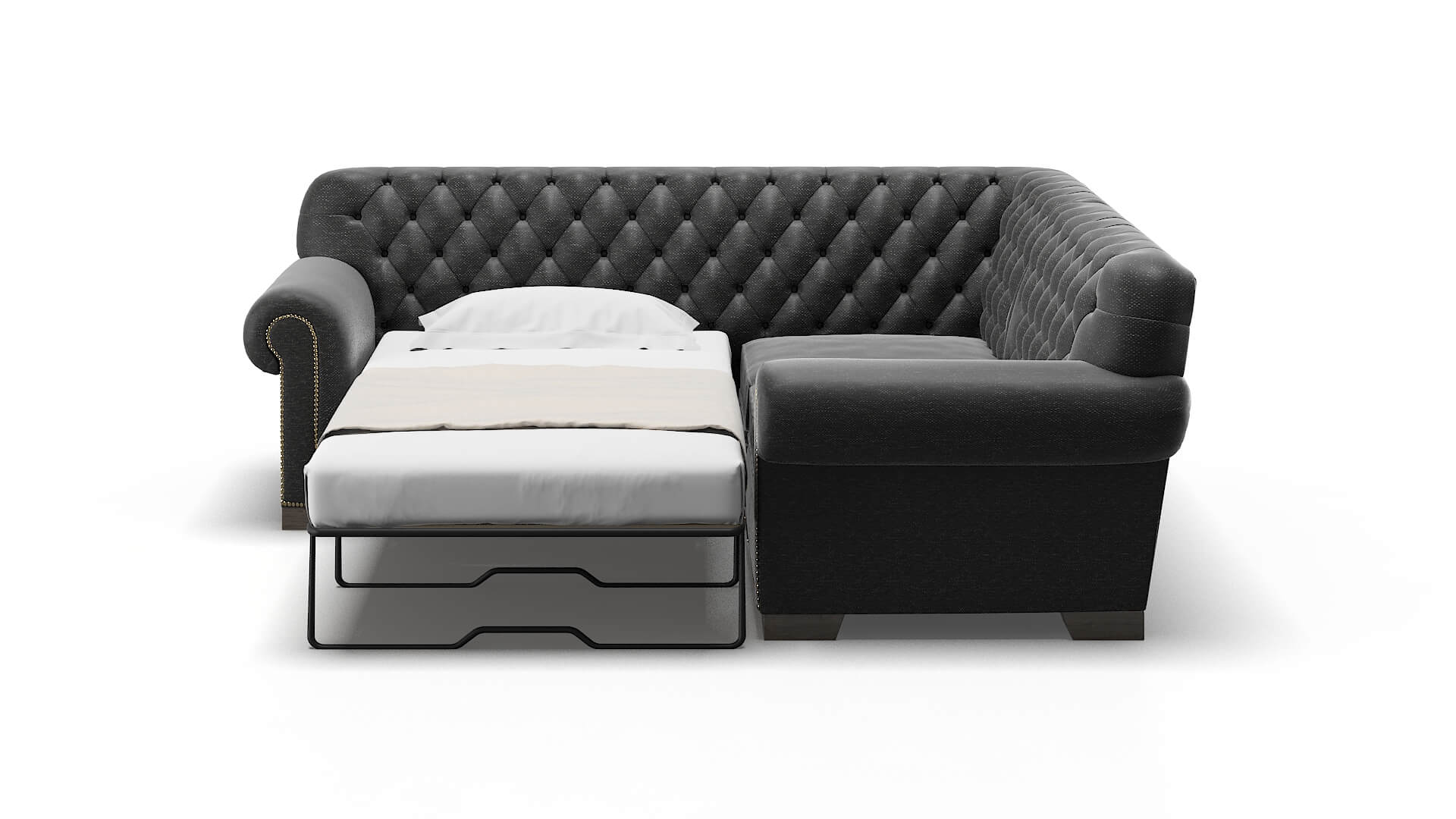 Chester Phoenix Charcoal Sectional Sleeper Espresso legs 1