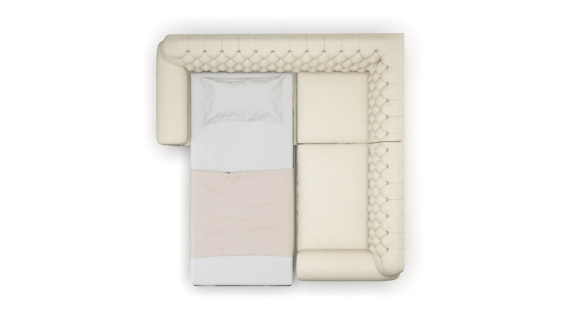 Chester Phoenix Ivory Sectional Sleeper Espresso legs 3