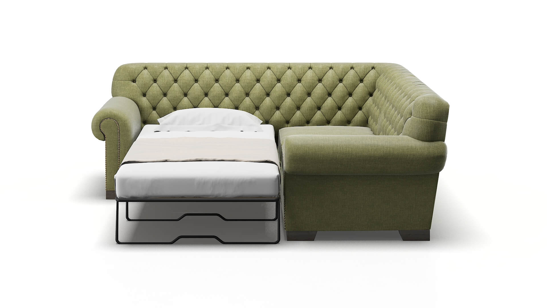 Chester Portland Basil Sectional Sleeper Espresso legs 1