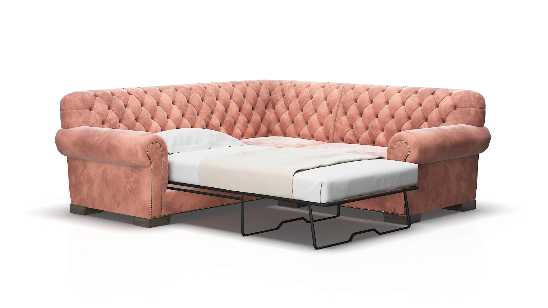 Chester Royale blush Sectional sleeper Espresso Legs  2