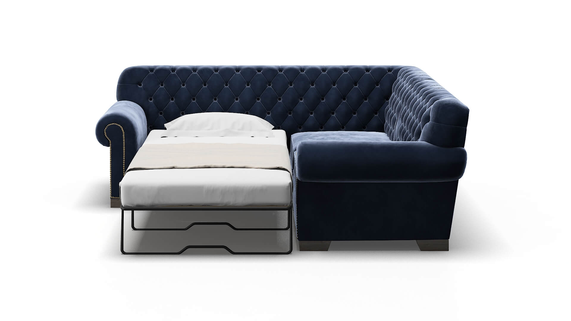 Chester Royale Cobalt Sectional Sleeper Espresso legs 1