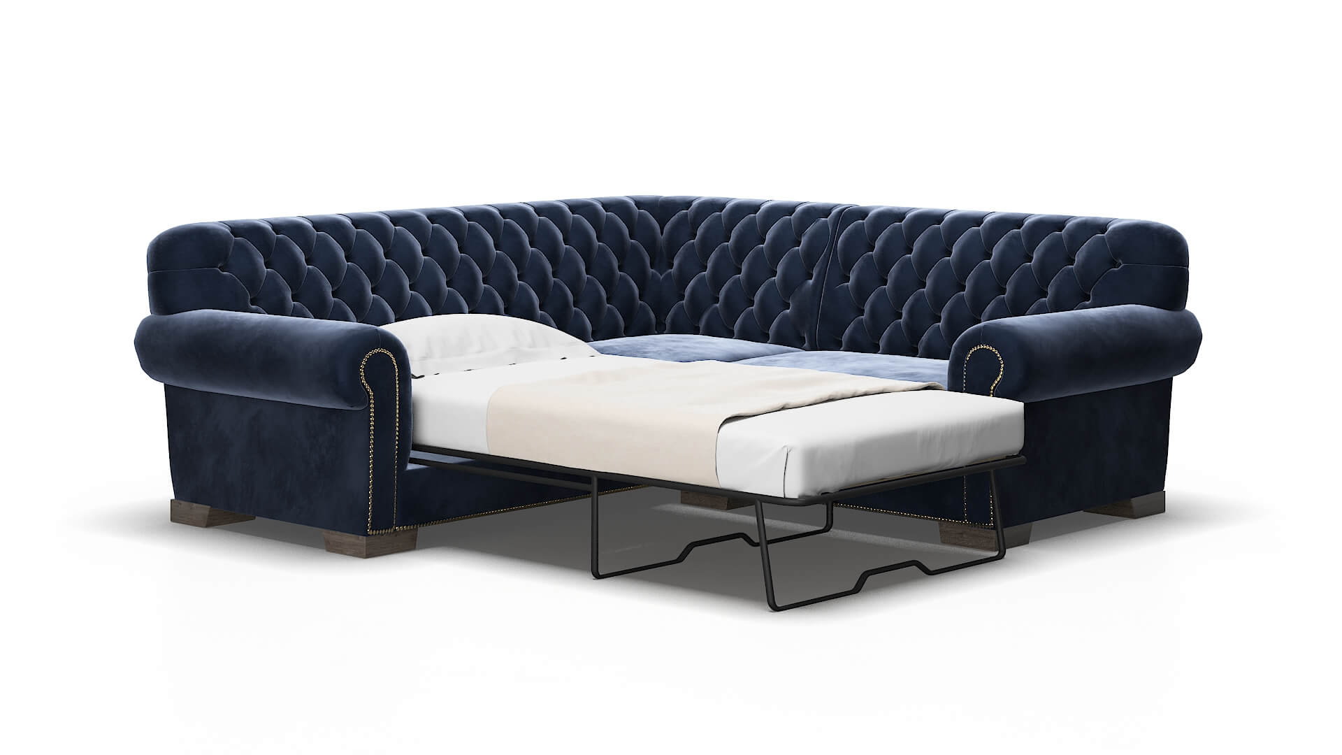 Chester Royale cobalt Sectional sleeper Espresso Legs  2