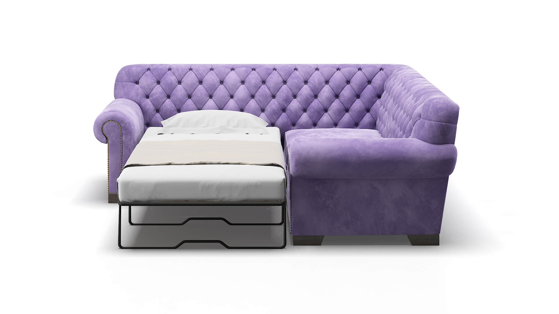 Chester Royale Lavender Sectional Sleeper Espresso legs 1