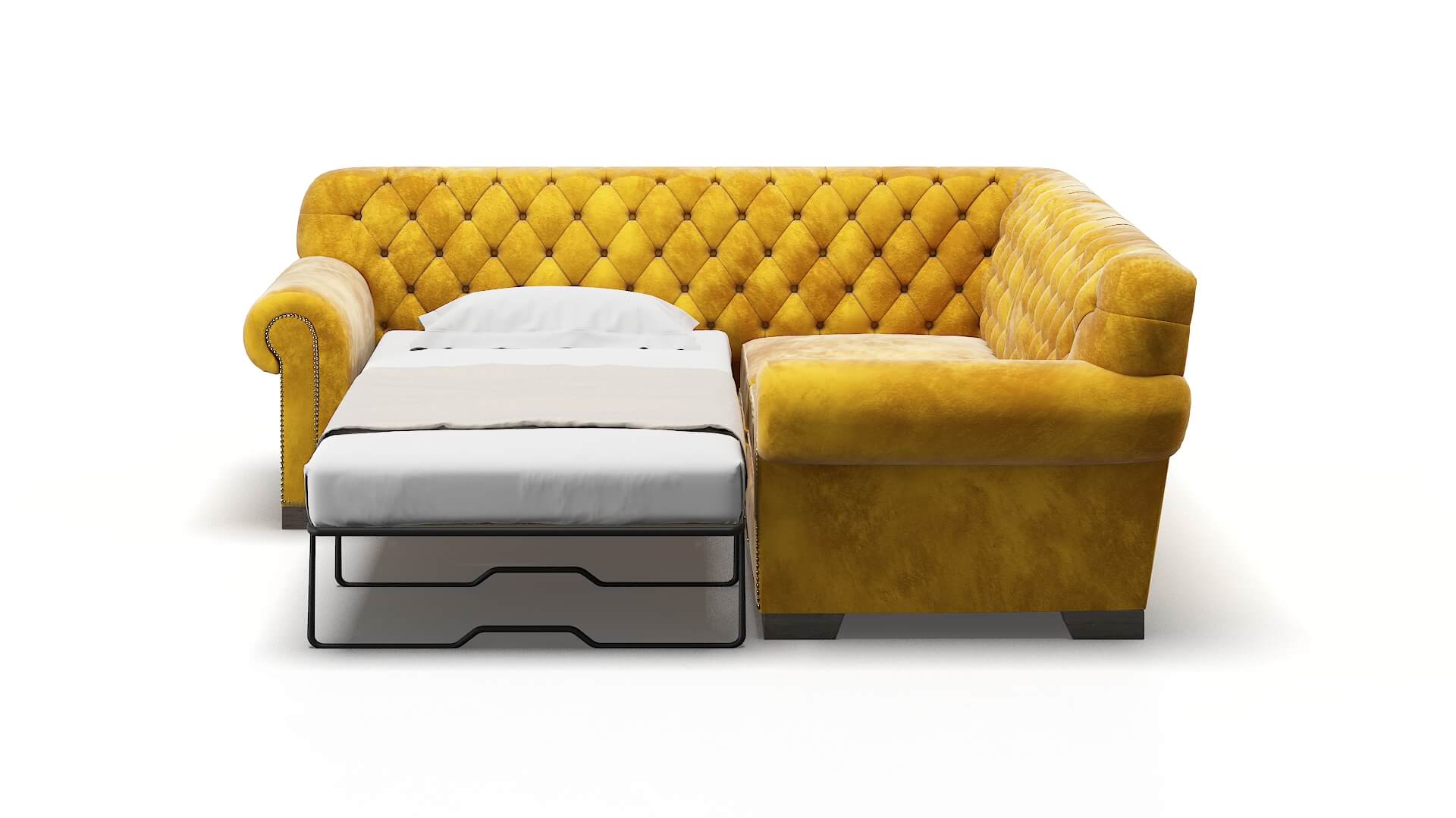 Chester Royale Marigold Sectional Sleeper Espresso legs 1