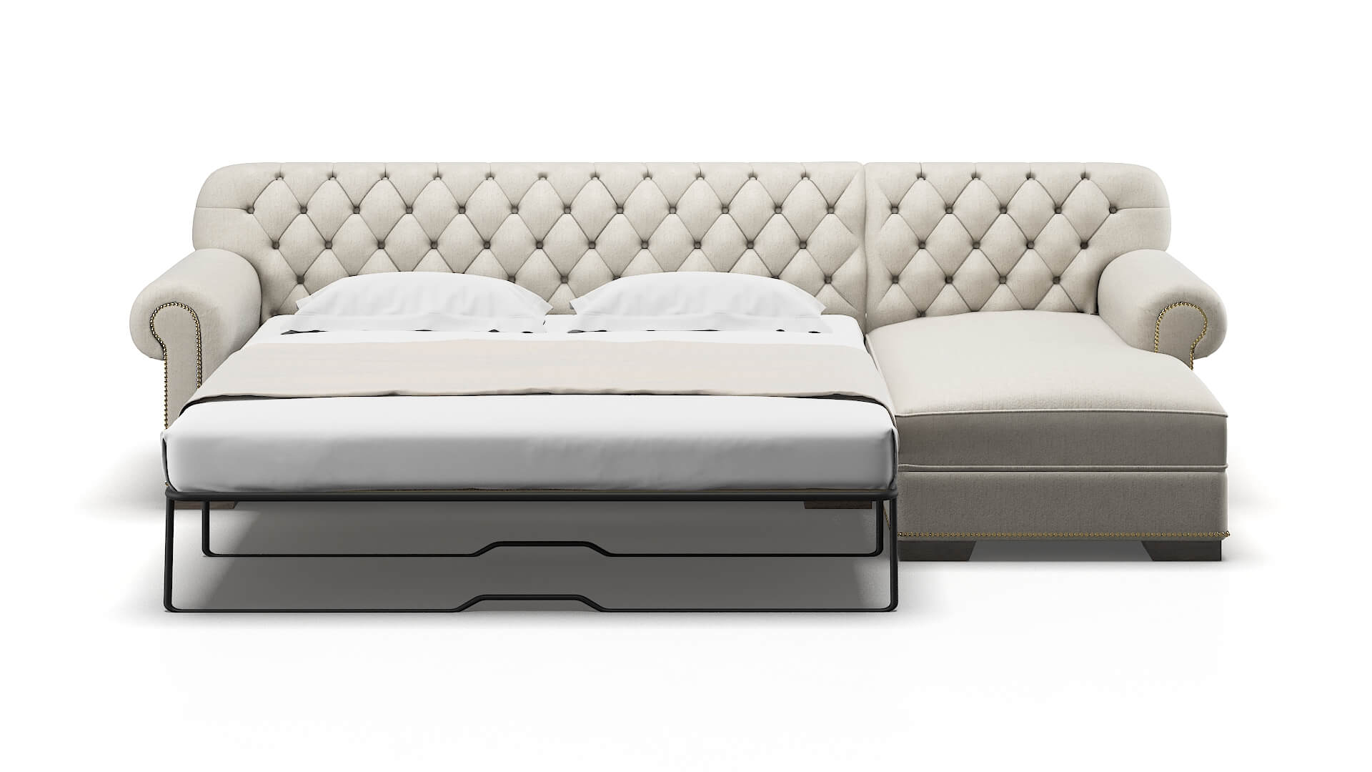 Chester Sasha Linen Panel Sleeper Espresso legs 1