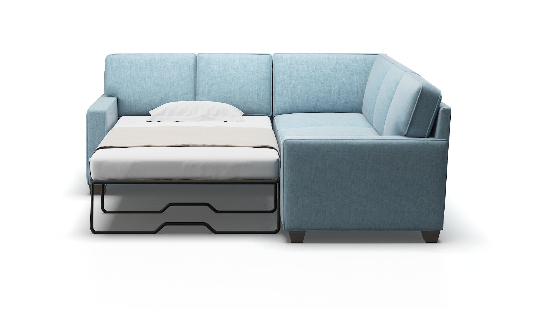 Chicago Atlas Turquoise Sectional Sleeper Espresso legs 1