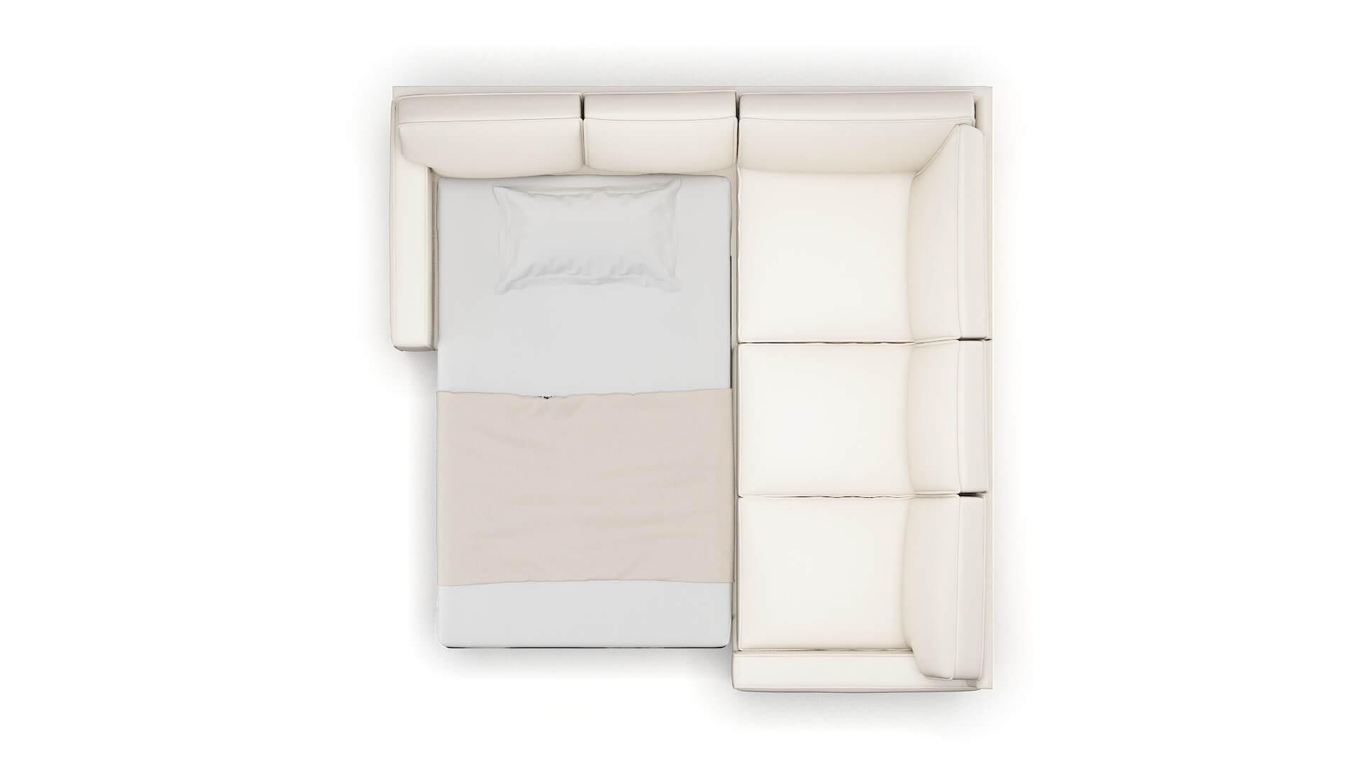 Chicago Blanche Milky Sectional Sleeper Espresso legs 3