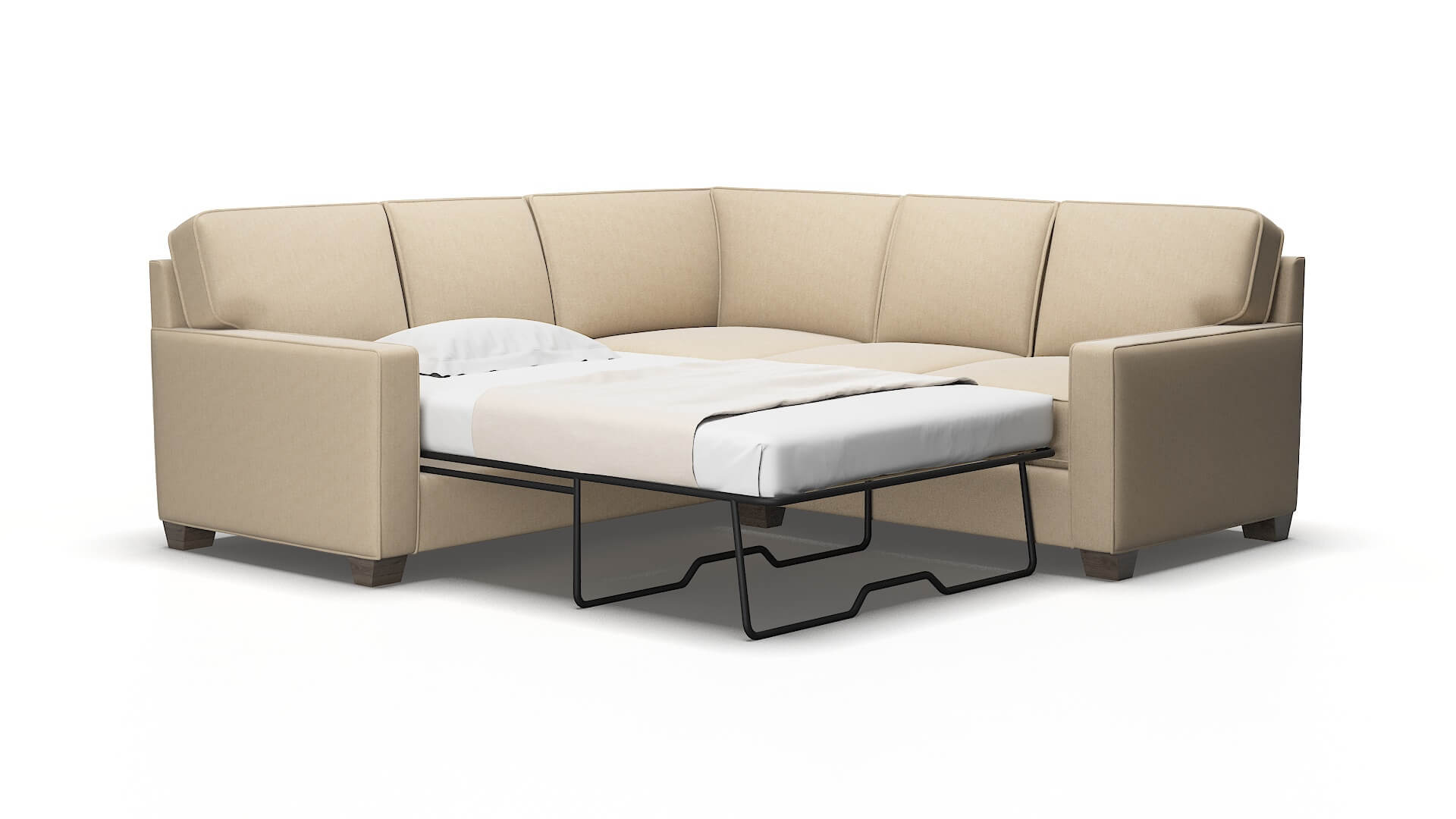 Chicago Cosmo Fawn Sectional Sleeper Espresso legs 2
