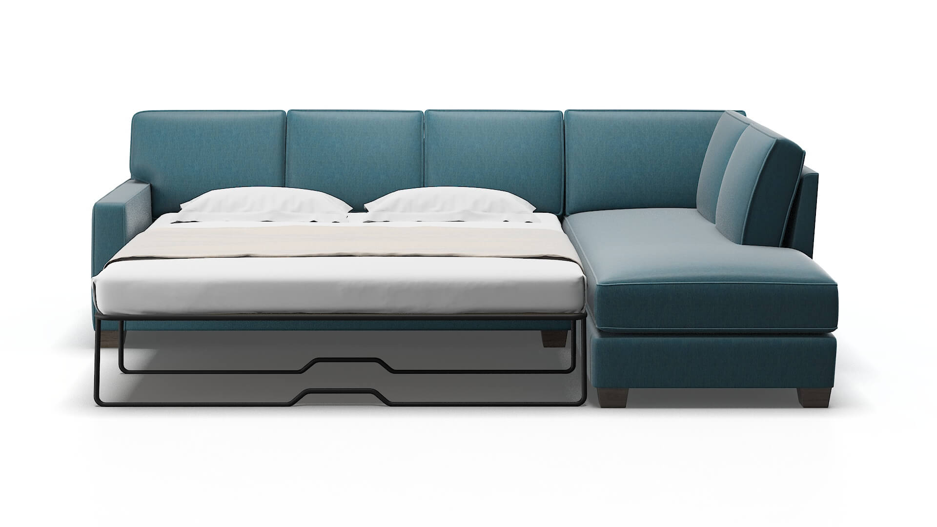 Chicago Cosmo Teal Panel Sleeper Espresso legs 1