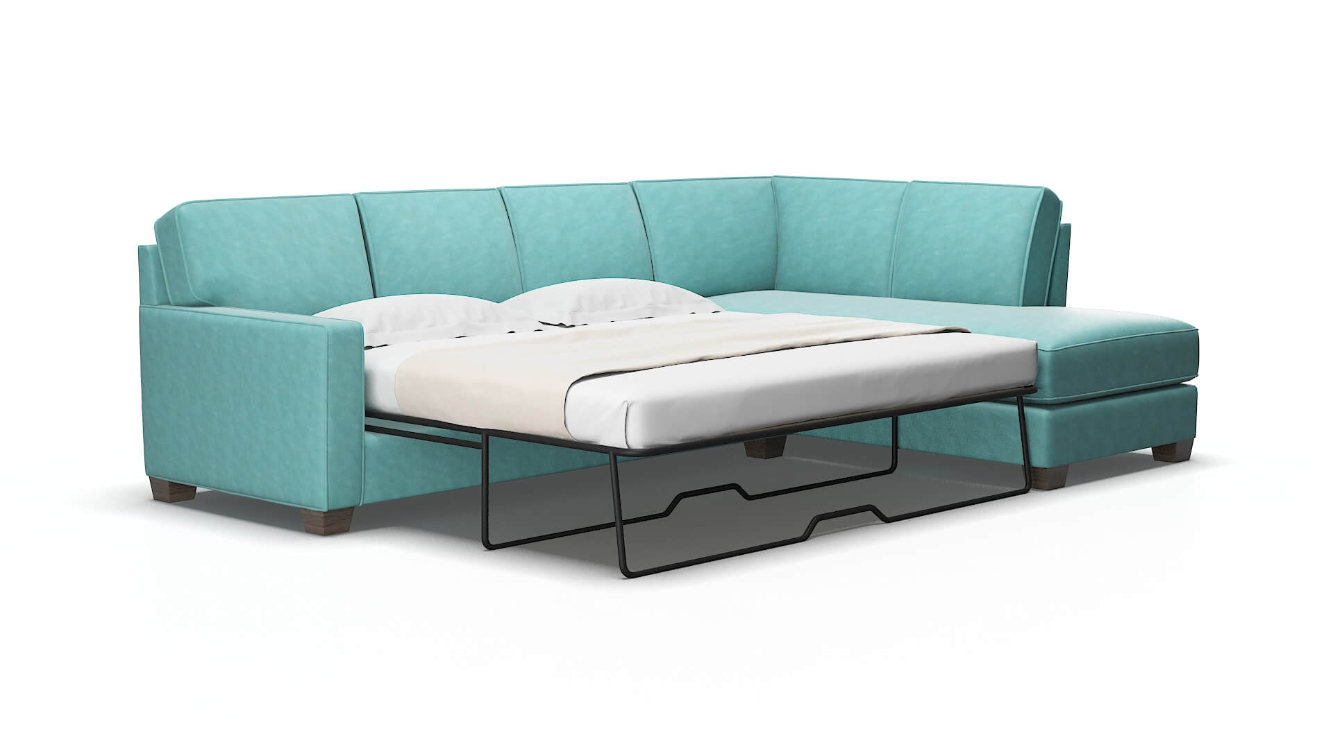Chicago Curious Turquoise Panel Sleeper Espresso legs 2