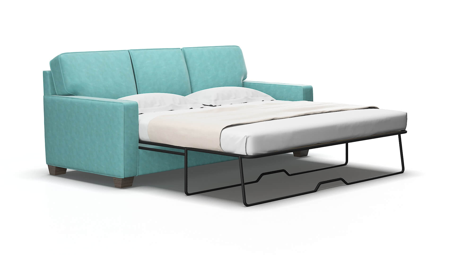 Chicago Curious Turquoise Sofa Sleeper Espresso legs 2