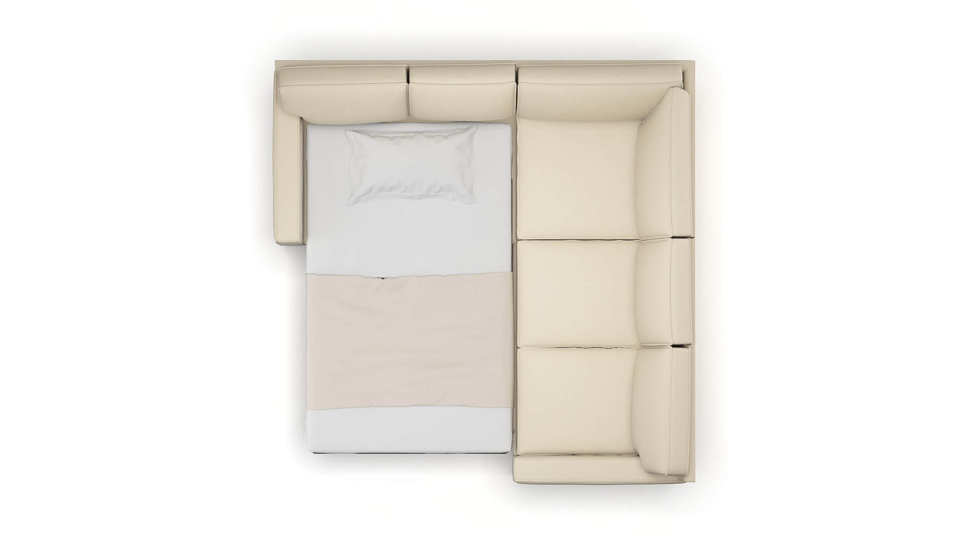 Chicago Dream_d Almond Sectional Sleeper Espresso legs 3