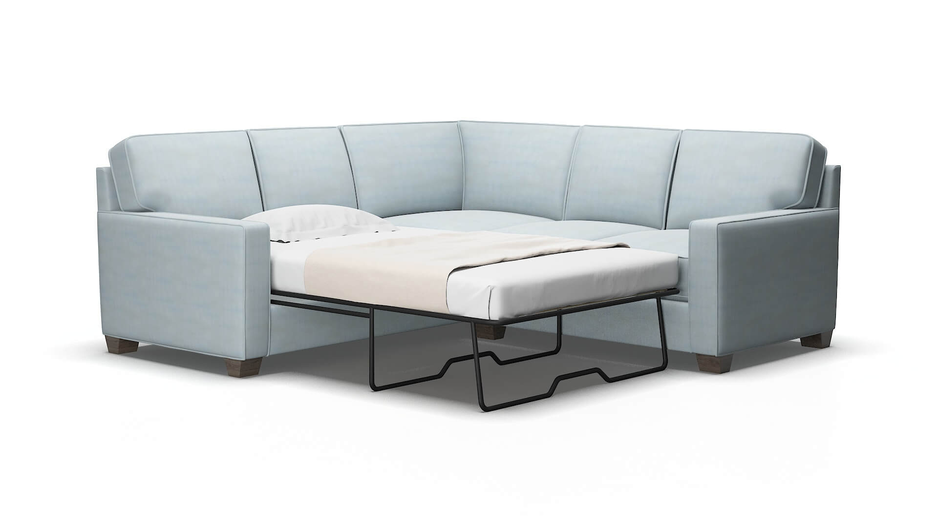 Chicago Hathaway aqua Sectional sleeper Espresso Legs  2