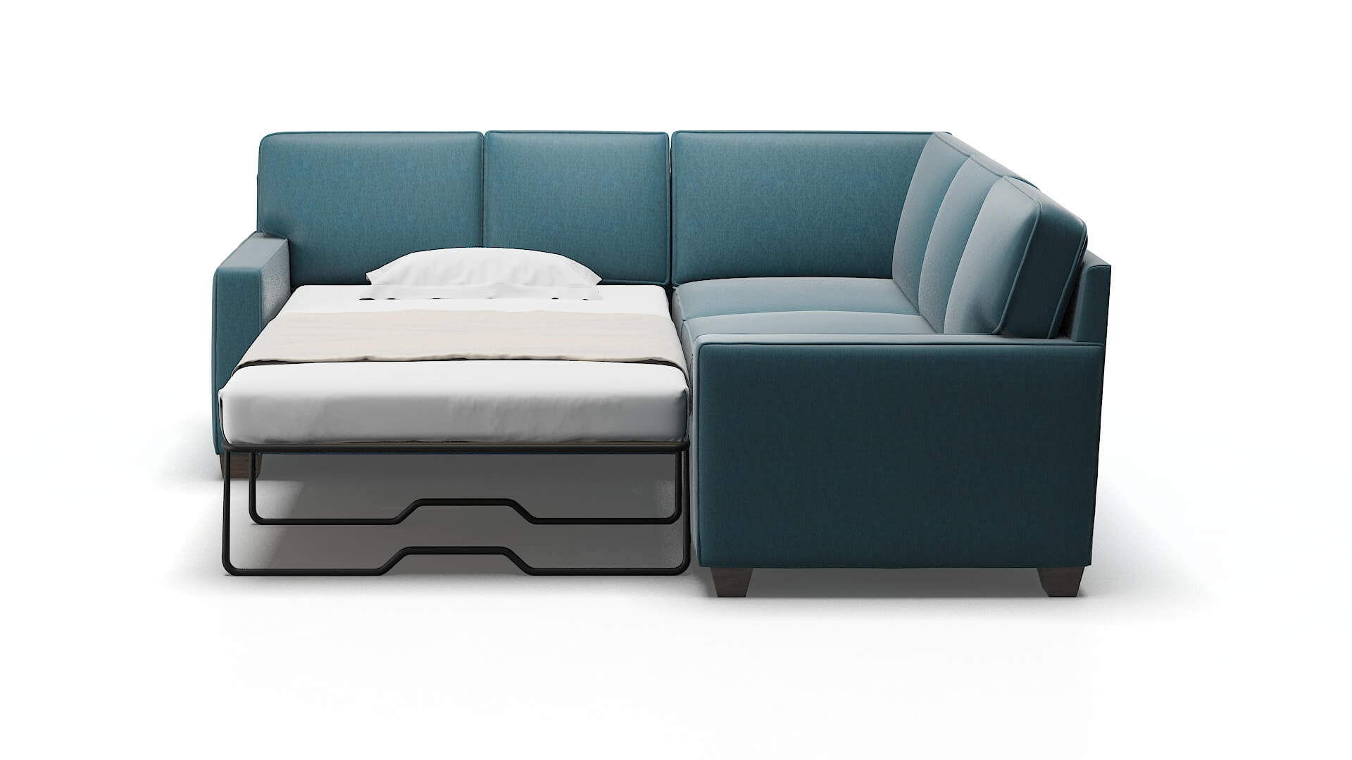 Chicago Hepburn Teal Sectional Sleeper Espresso legs 1