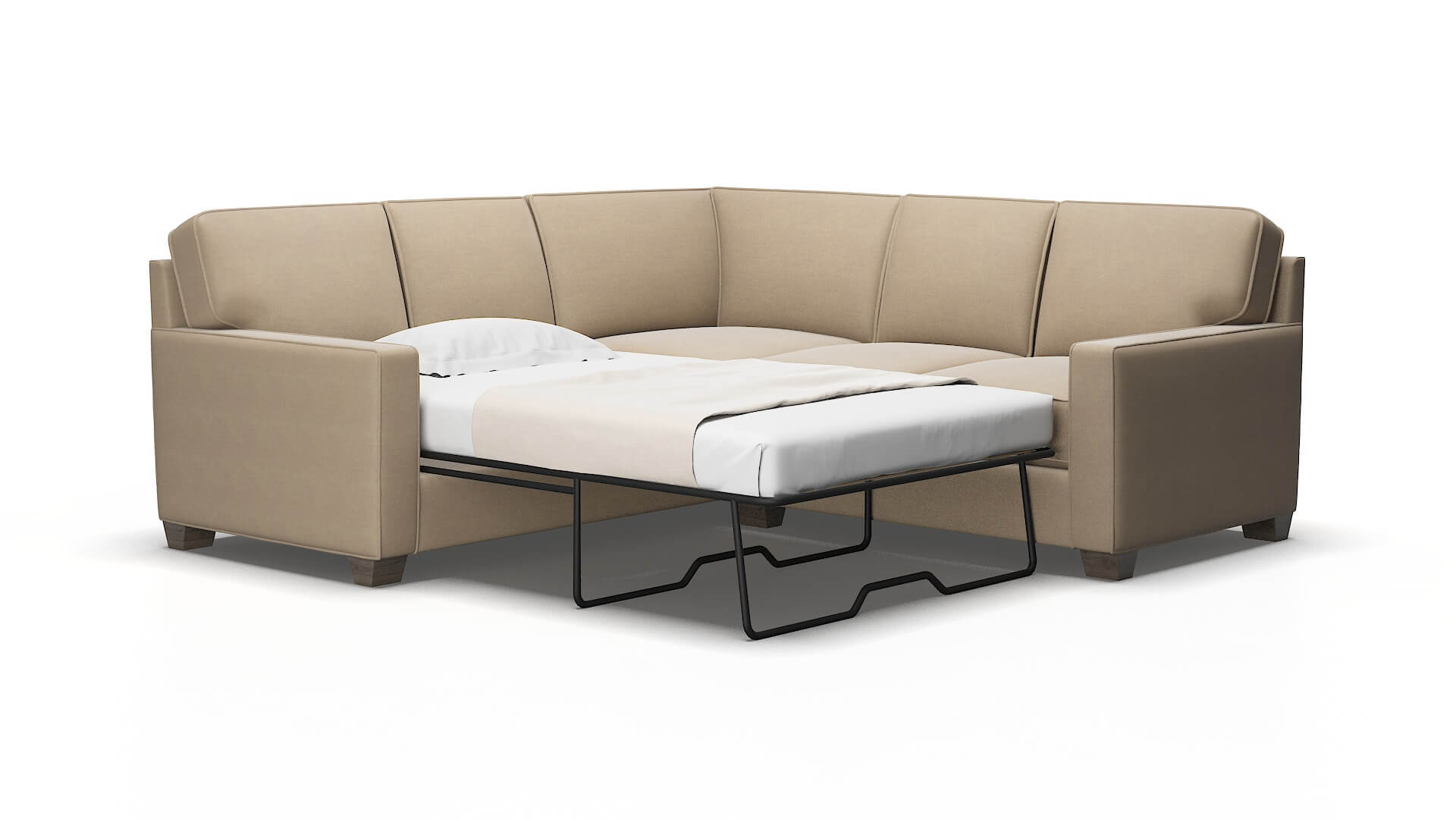 Chicago Oakley Taupe Sectional Sleeper Espresso legs 2