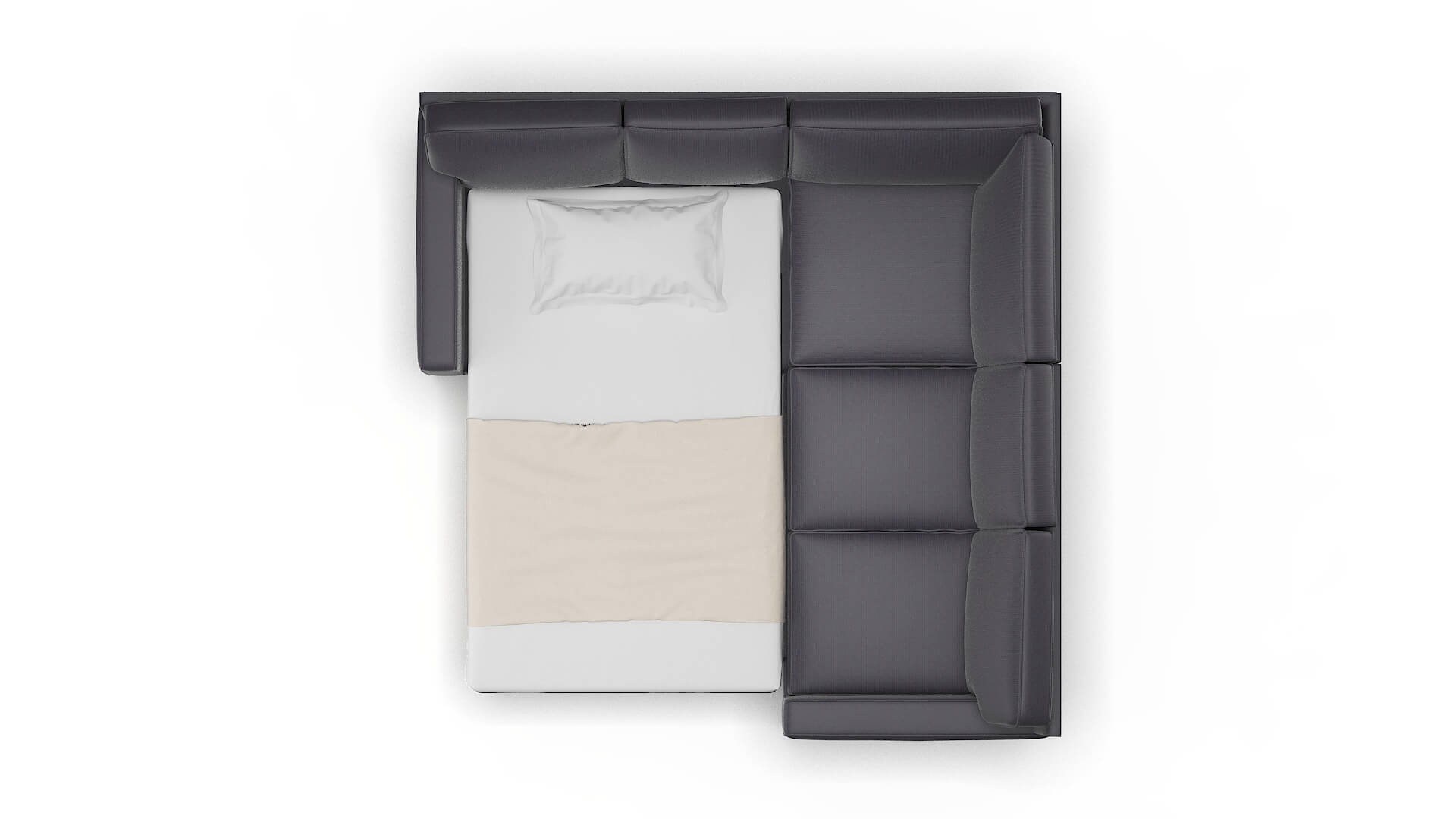 Chicago Parker Charcoal Sectional Sleeper Espresso legs 3