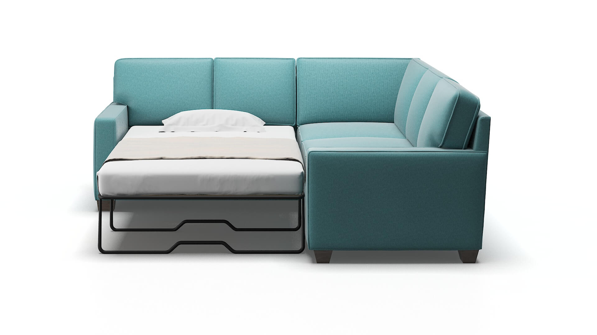 Chicago Parker Turquoise Sectional Sleeper Espresso legs 1