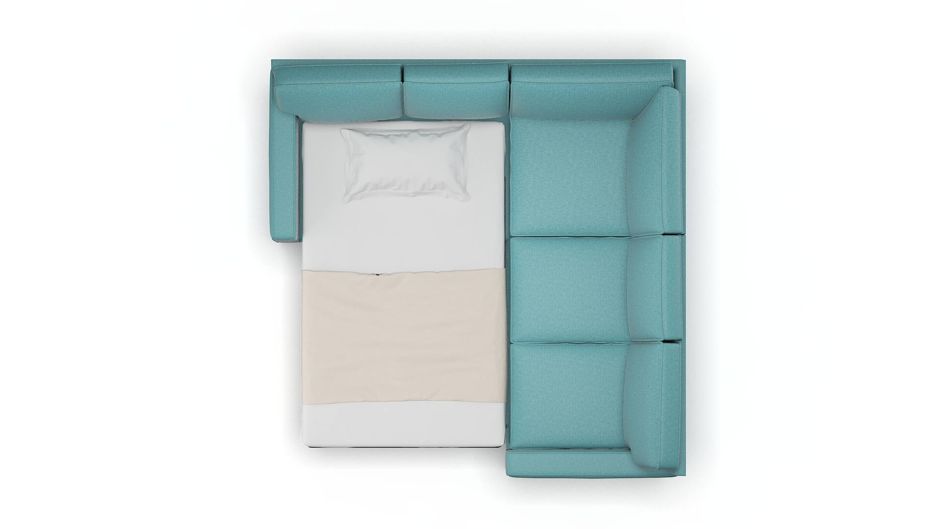Chicago Parker Turquoise Sectional Sleeper Espresso legs 3