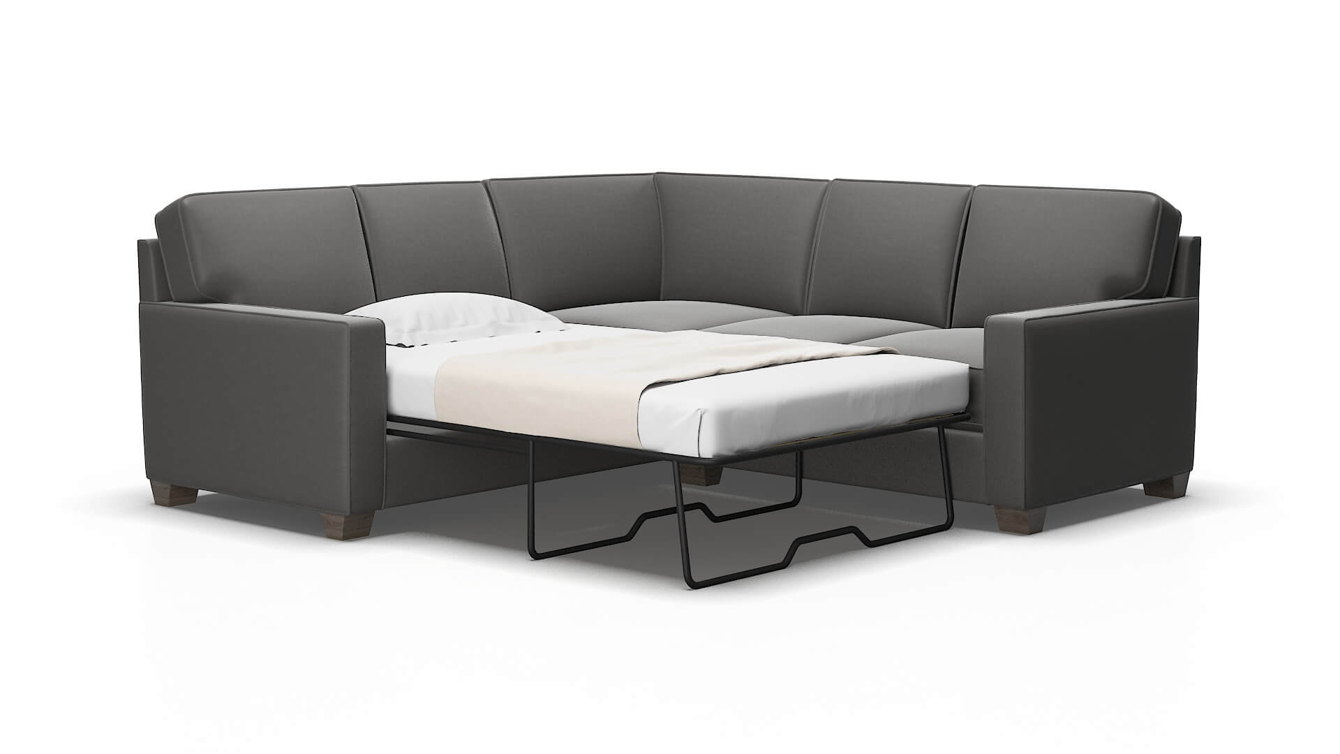 Chicago Rocket charcoal Sectional sleeper Espresso Legs  2