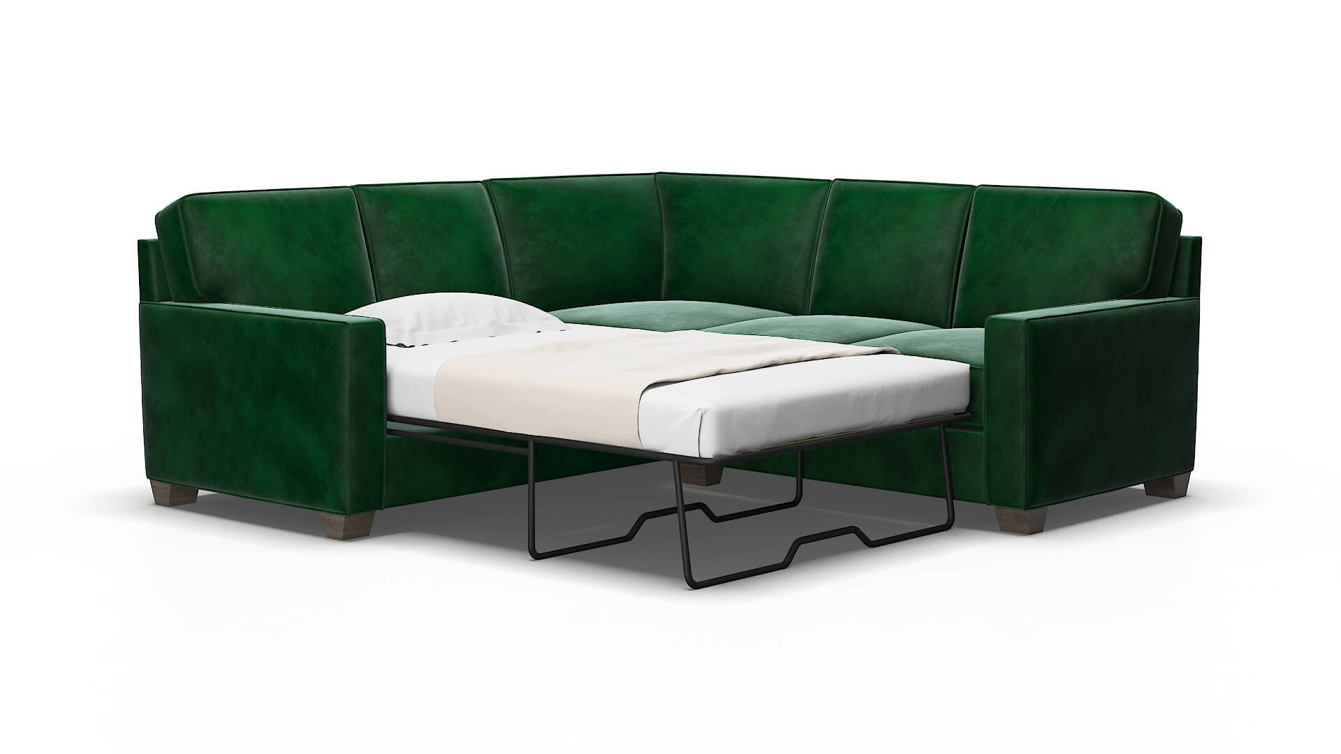 Chicago Royale evergreen Sectional sleeper Espresso Legs  2