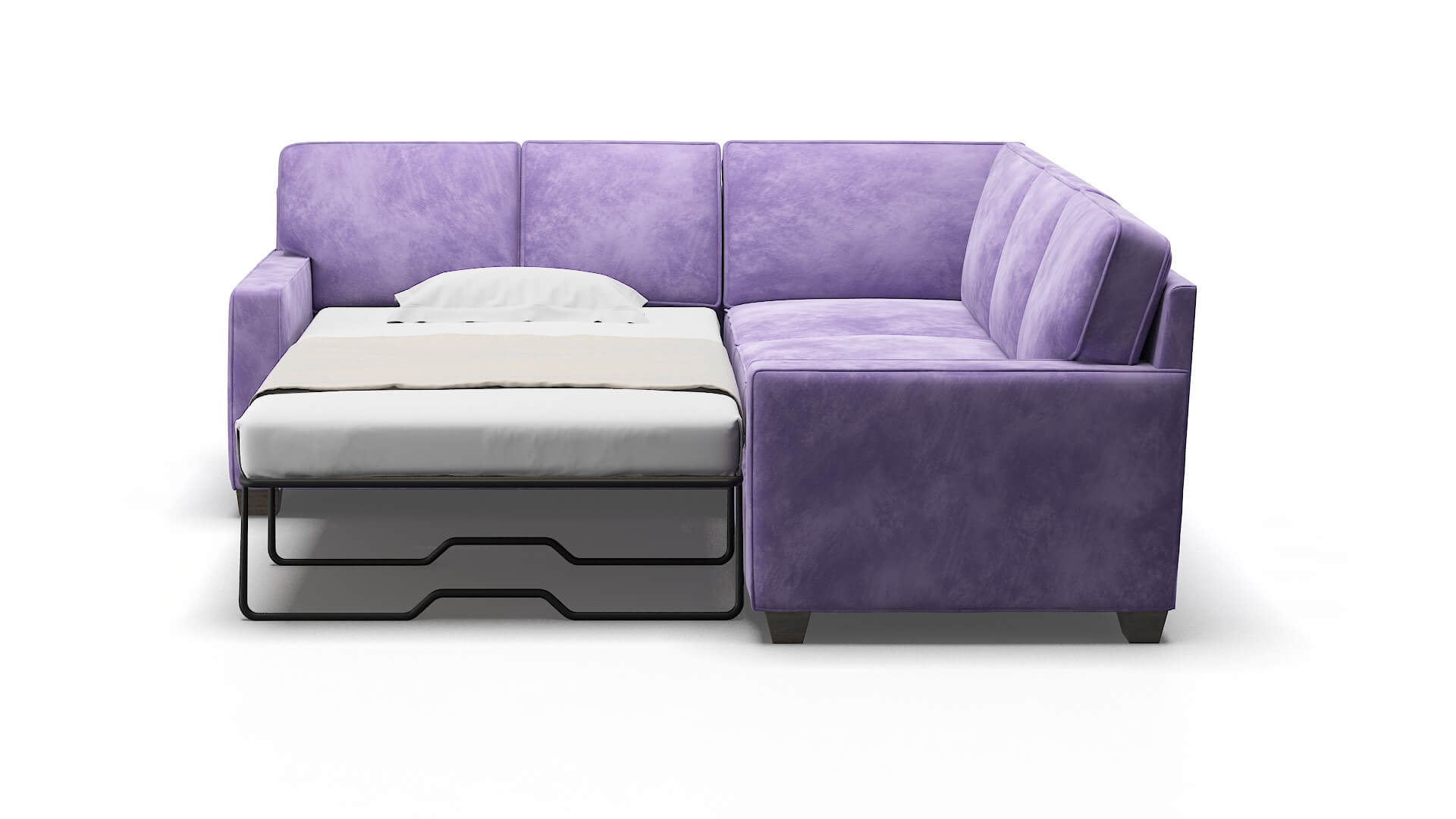 Chicago Royale Lavender Sectional Sleeper Espresso legs 1