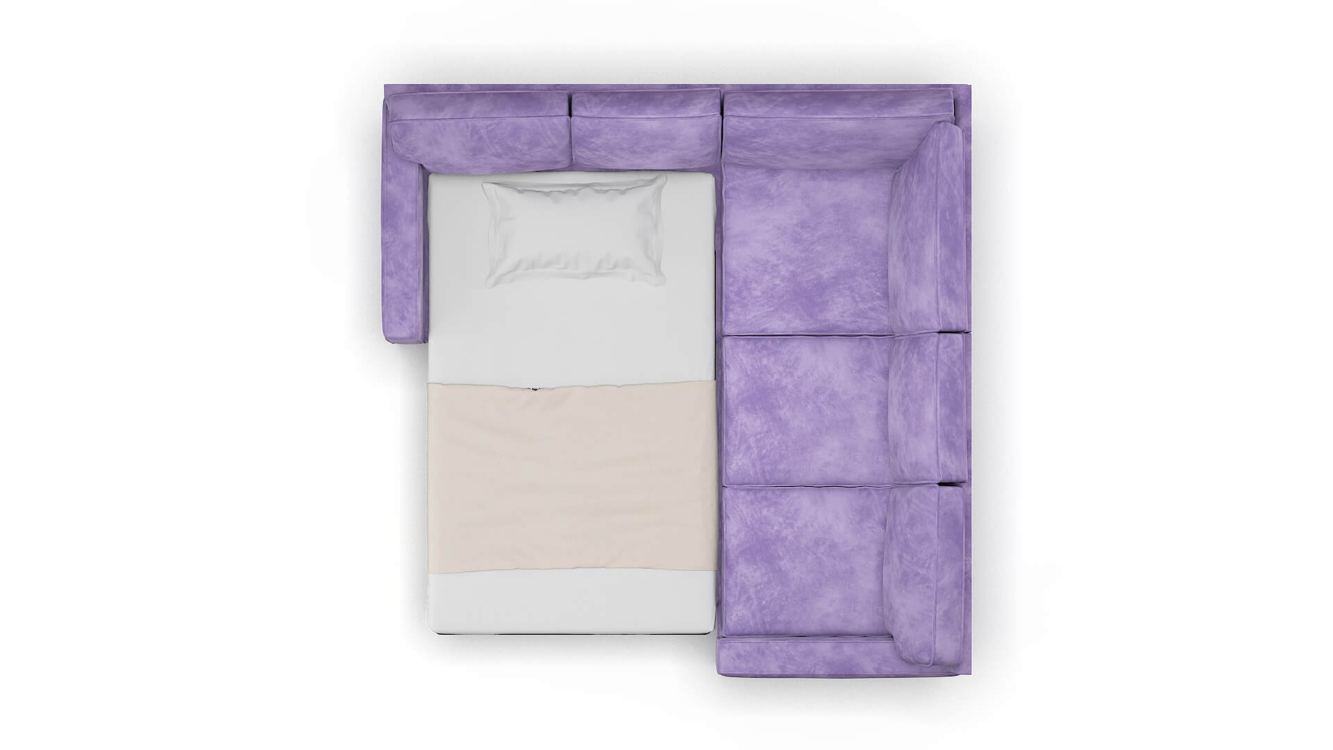 Chicago Royale Lavender Sectional Sleeper Espresso legs 3