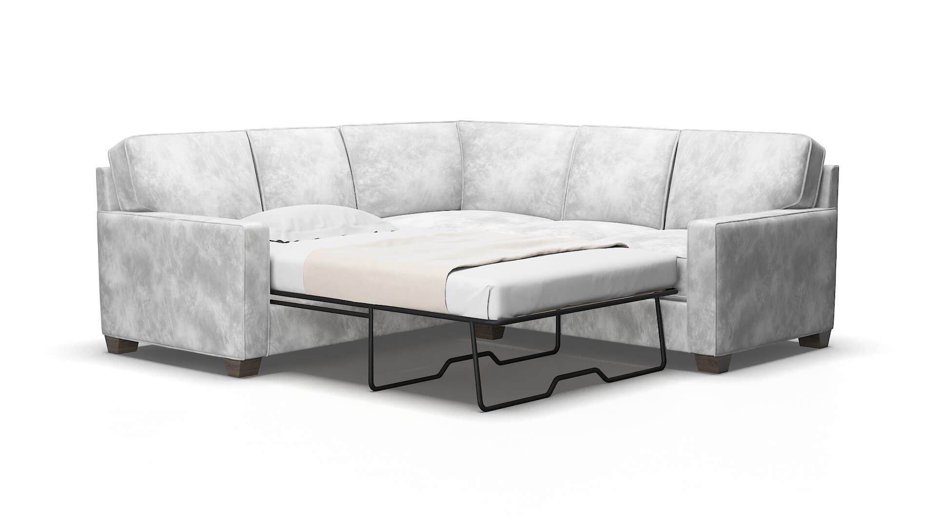 Chicago Terrain pearl Sectional sleeper Espresso Legs  2