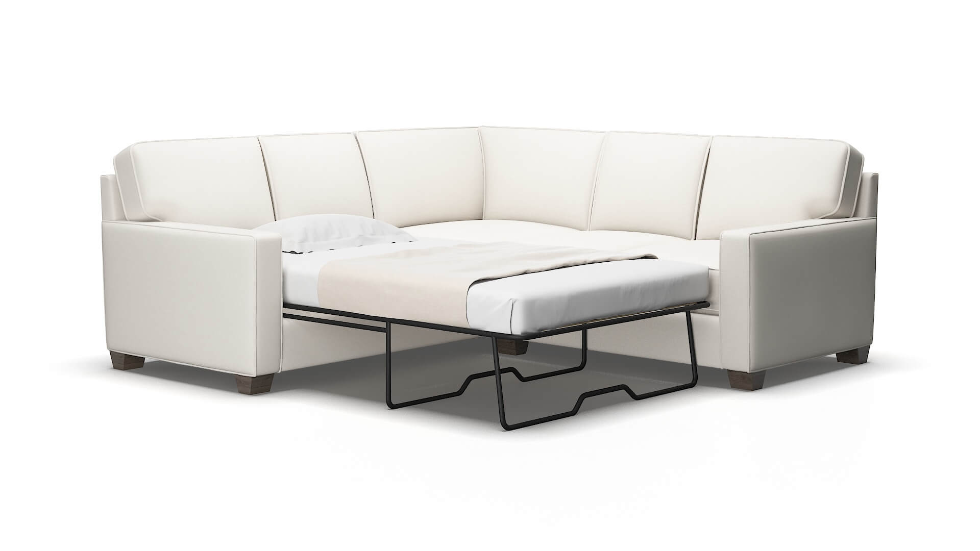 Chicago Venice eggshell Sectional sleeper Espresso Legs  2