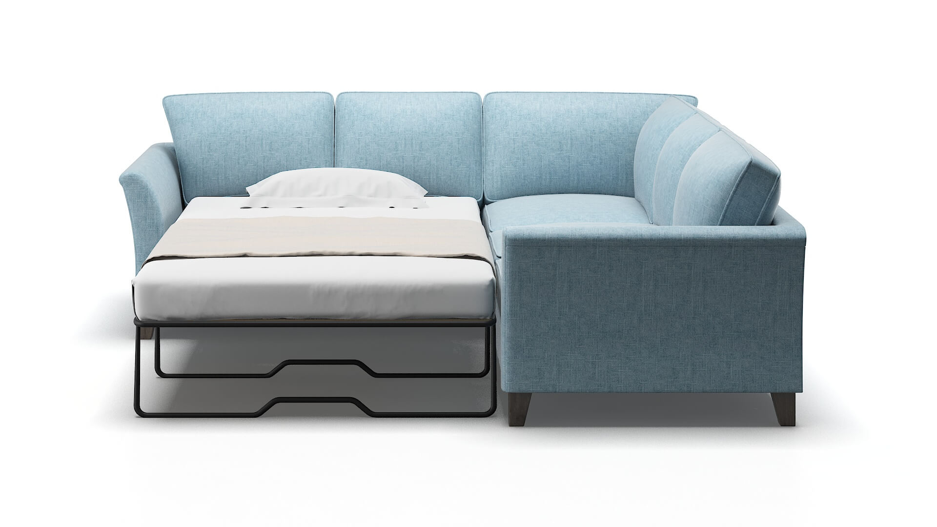 Cologne Atlas Turquoise Sectional Sleeper Espresso legs 1