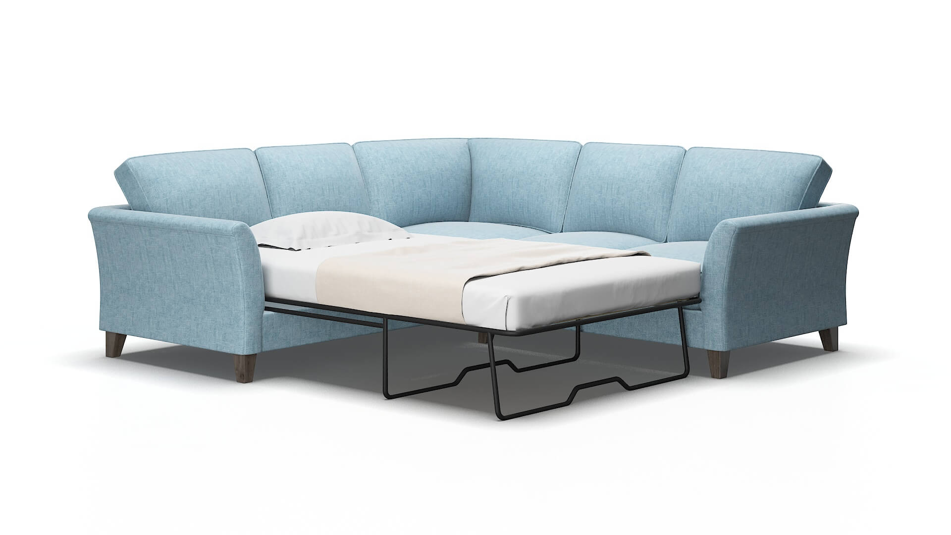 Cologne Atlas Turquoise Sectional Sleeper Espresso legs 2