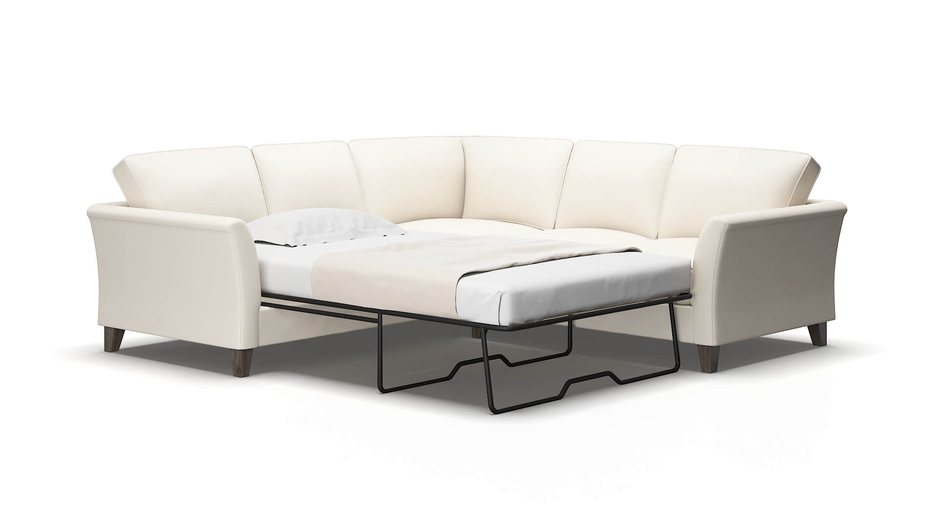 Cologne Blanche Milky Sectional Sleeper Espresso legs 2