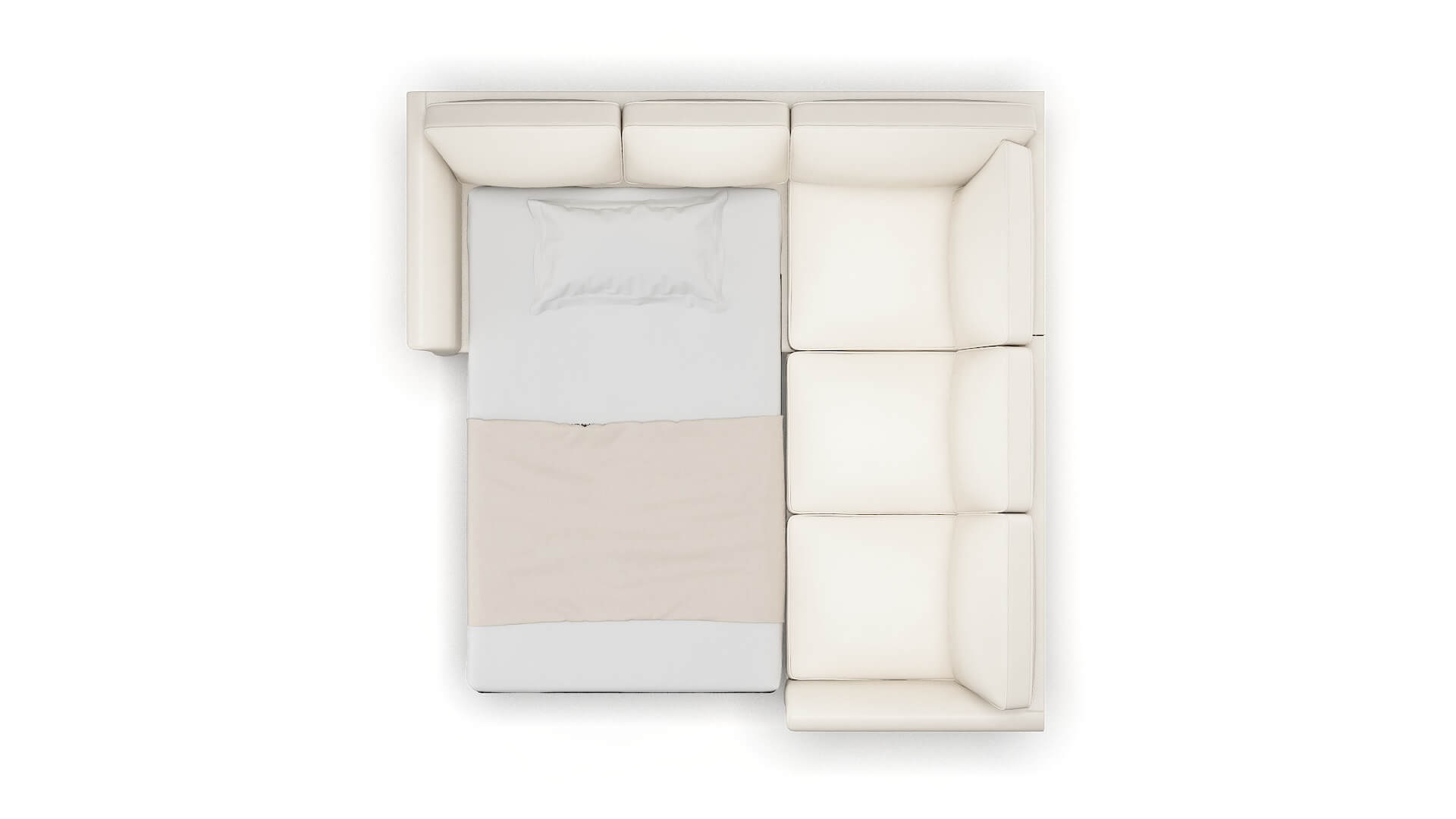 Cologne Blanche Milky Sectional Sleeper Espresso legs 3