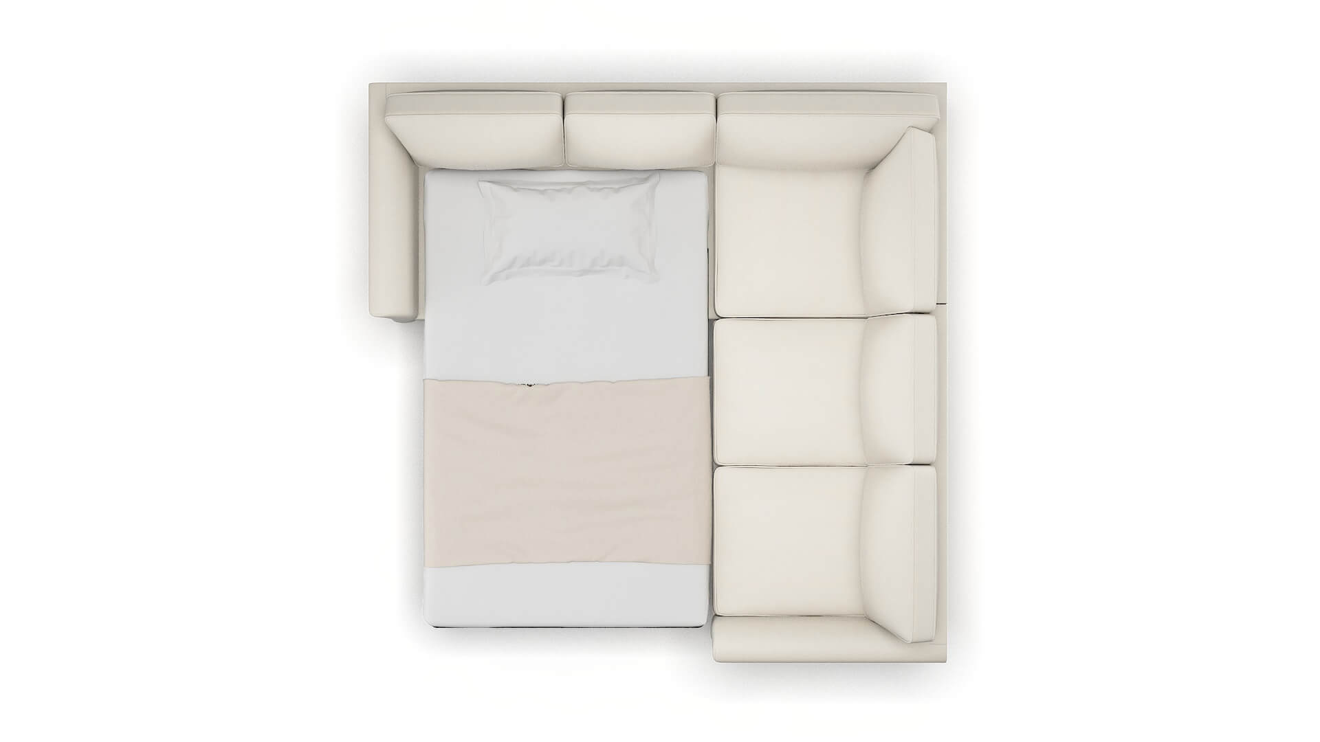 Cologne Bungalow Ivory Sectional Sleeper Espresso legs 3