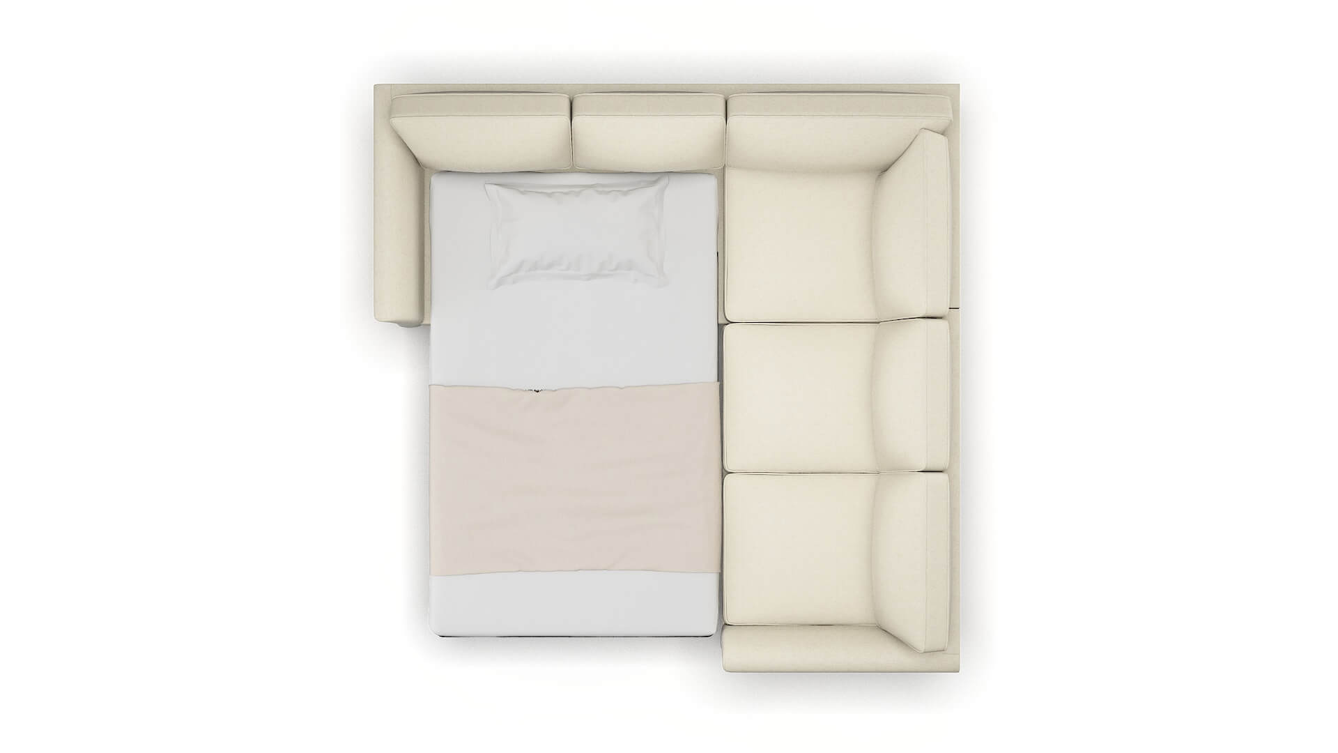 Cologne Phoenix Ivory Sectional Sleeper Espresso legs 3