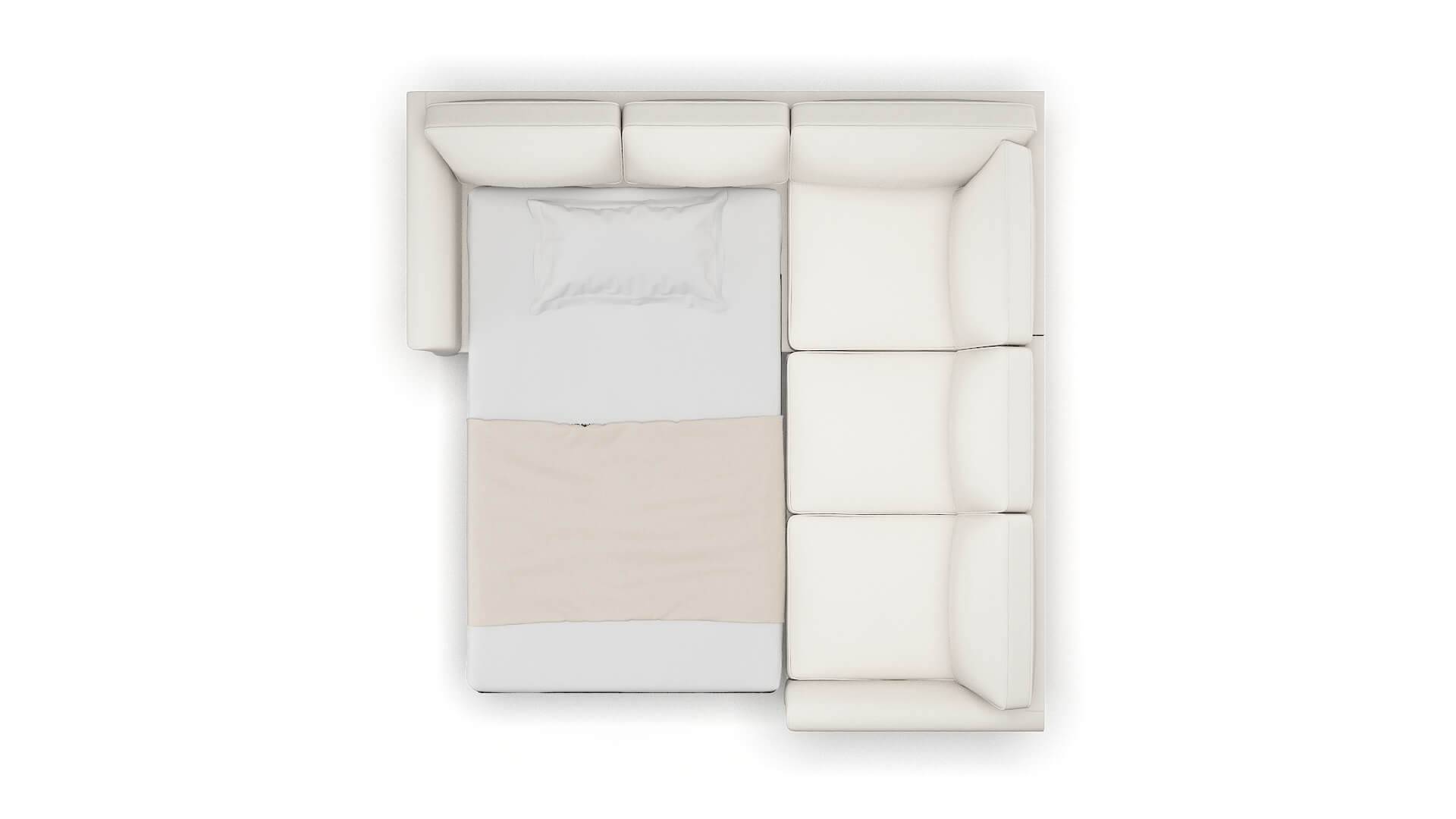 Cologne Venice Eggshell Sectional Sleeper Espresso legs 3