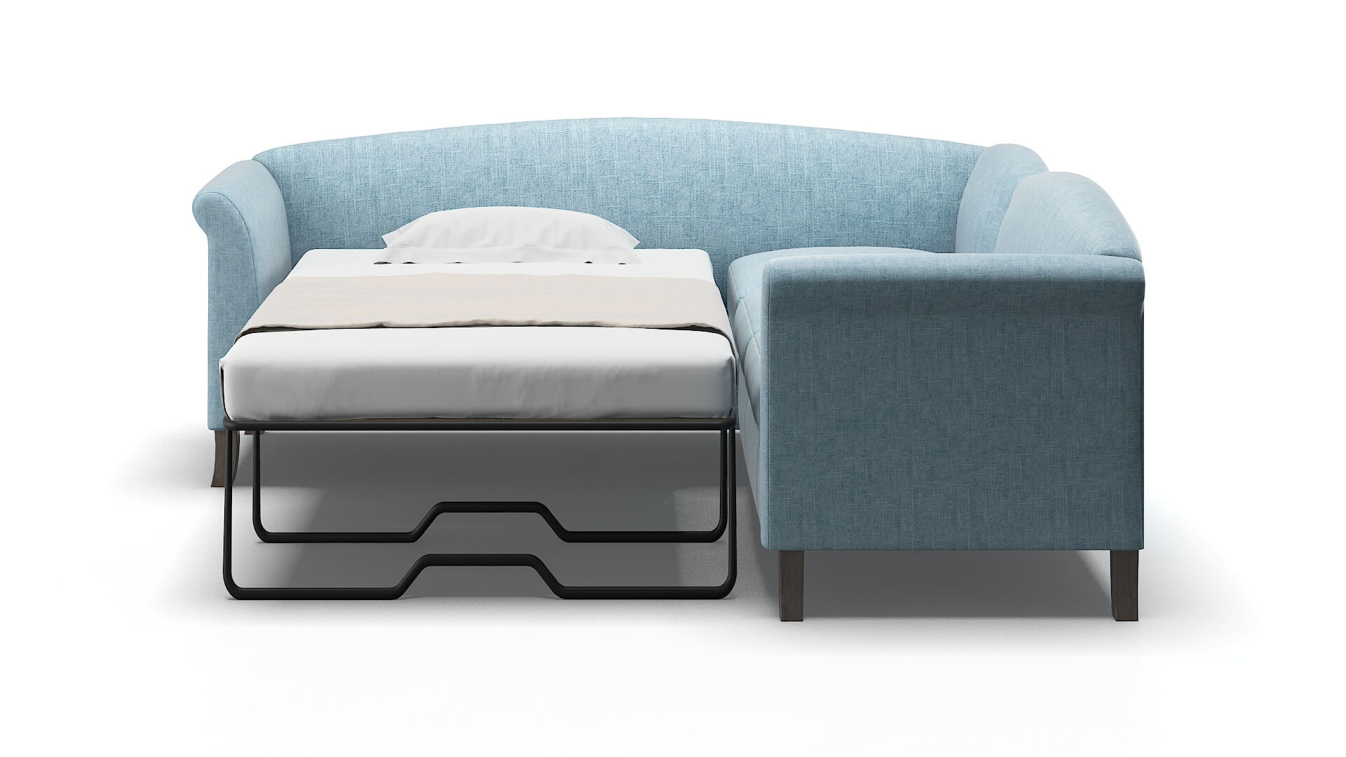 Crete Atlas Turquoise Sectional Sleeper Espresso legs 1