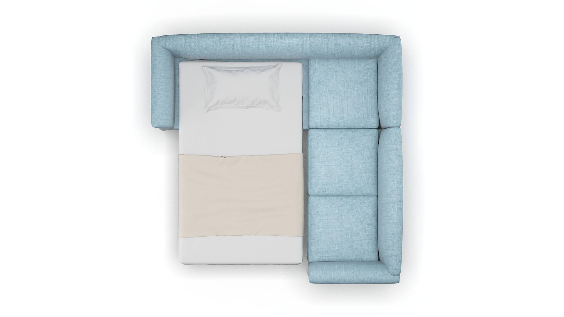 Crete Atlas Turquoise Sectional Sleeper Espresso legs 3