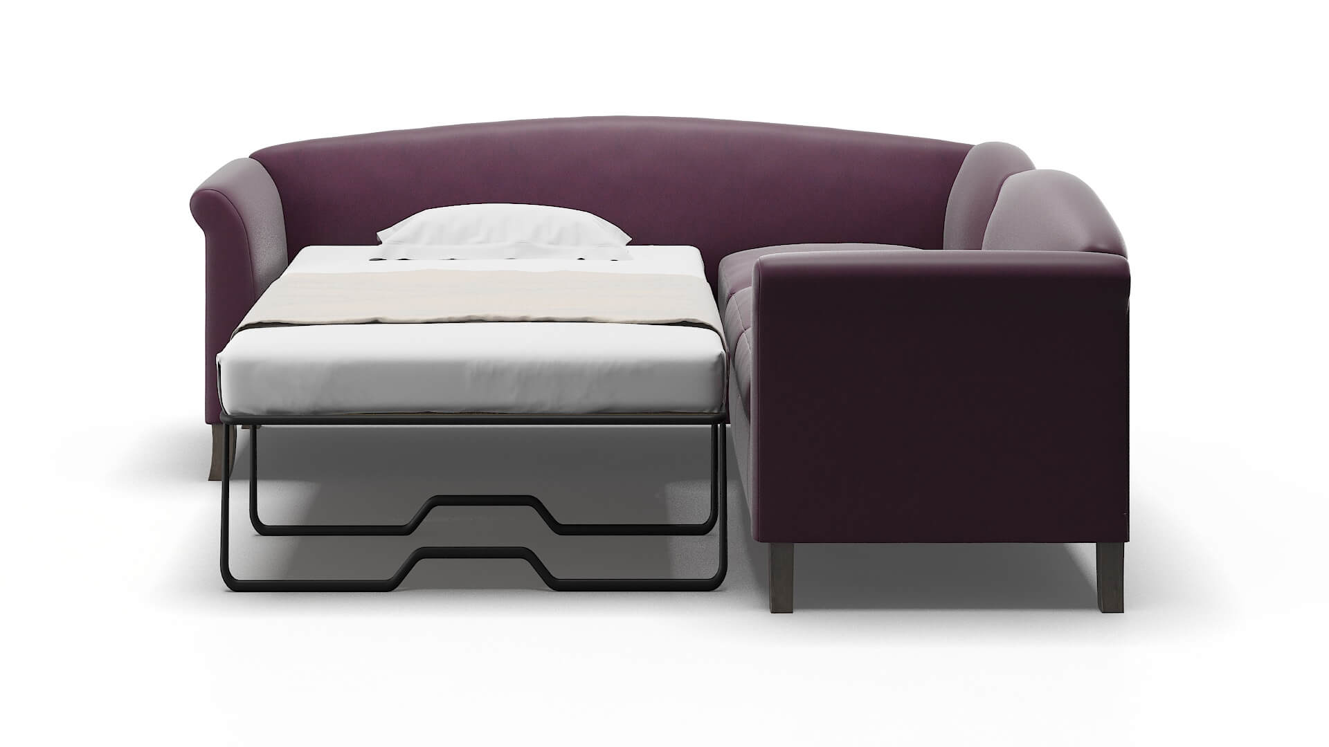 Crete Bella Aubergine Sectional Sleeper Espresso legs 1