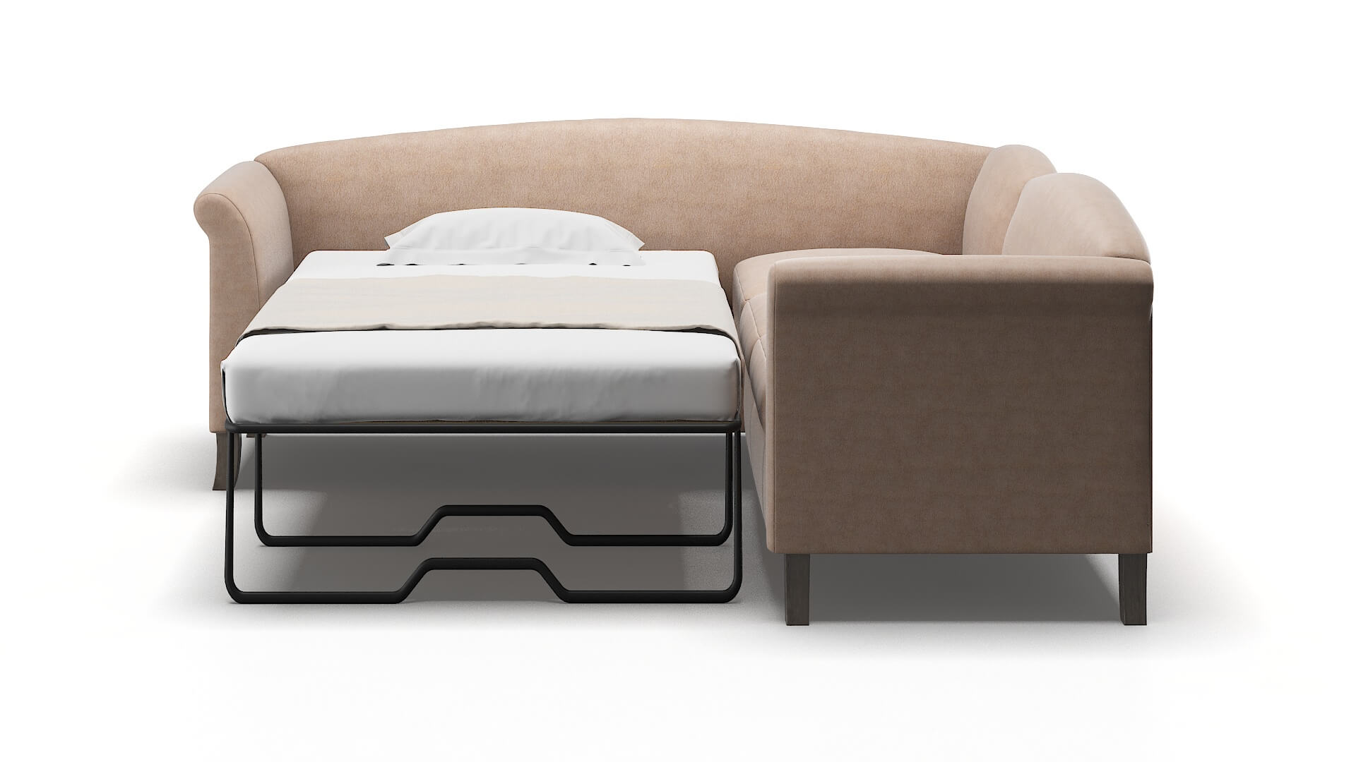 Crete Bella Pewter Sectional Sleeper Espresso legs 1