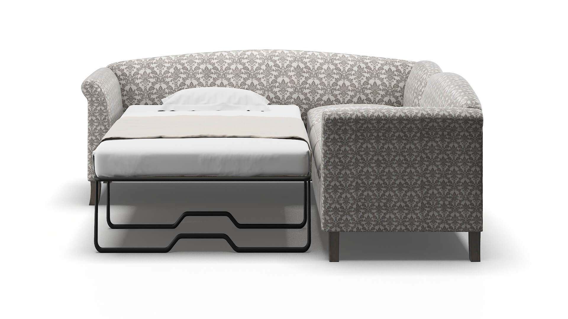 Crete Bergamo Dove Sectional Sleeper Espresso legs 1