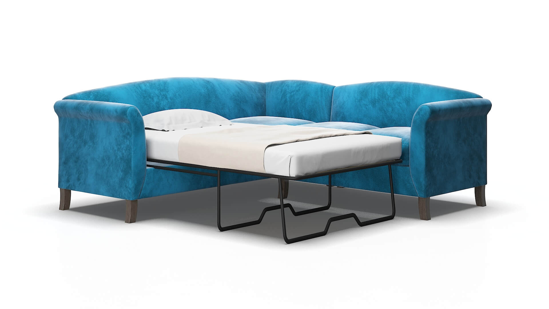Crete Buzz teal Sectional sleeper Espresso Legs  2