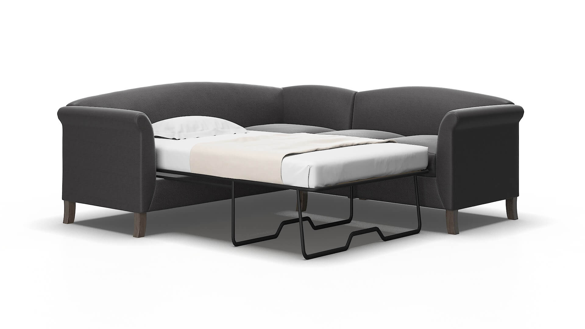 Crete Catalina charcoal Sectional sleeper Espresso Legs  2