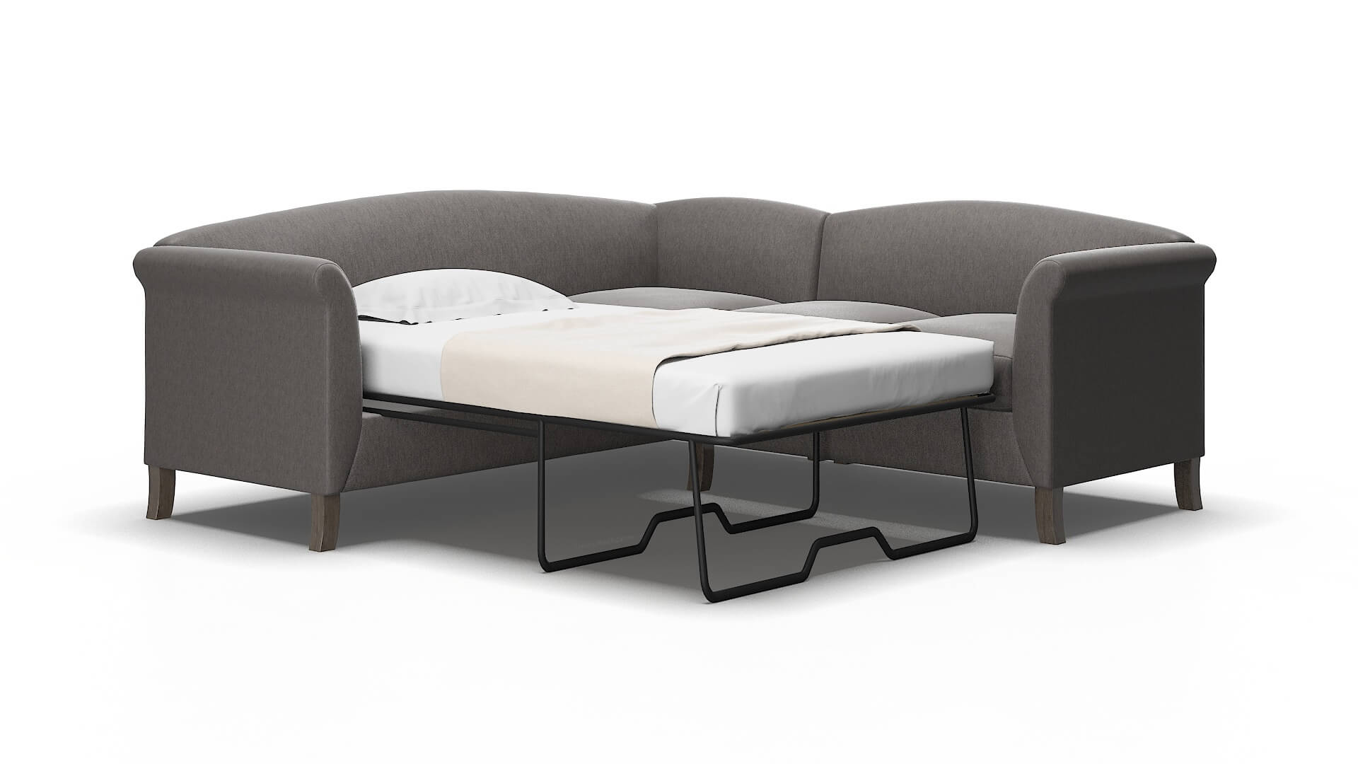 Crete Cosmo charcoal Sectional sleeper Espresso Legs  2