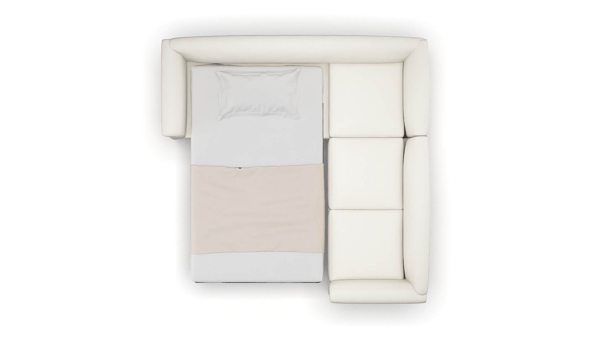 Crete Cosmo Ivory Sectional Sleeper Espresso legs 3